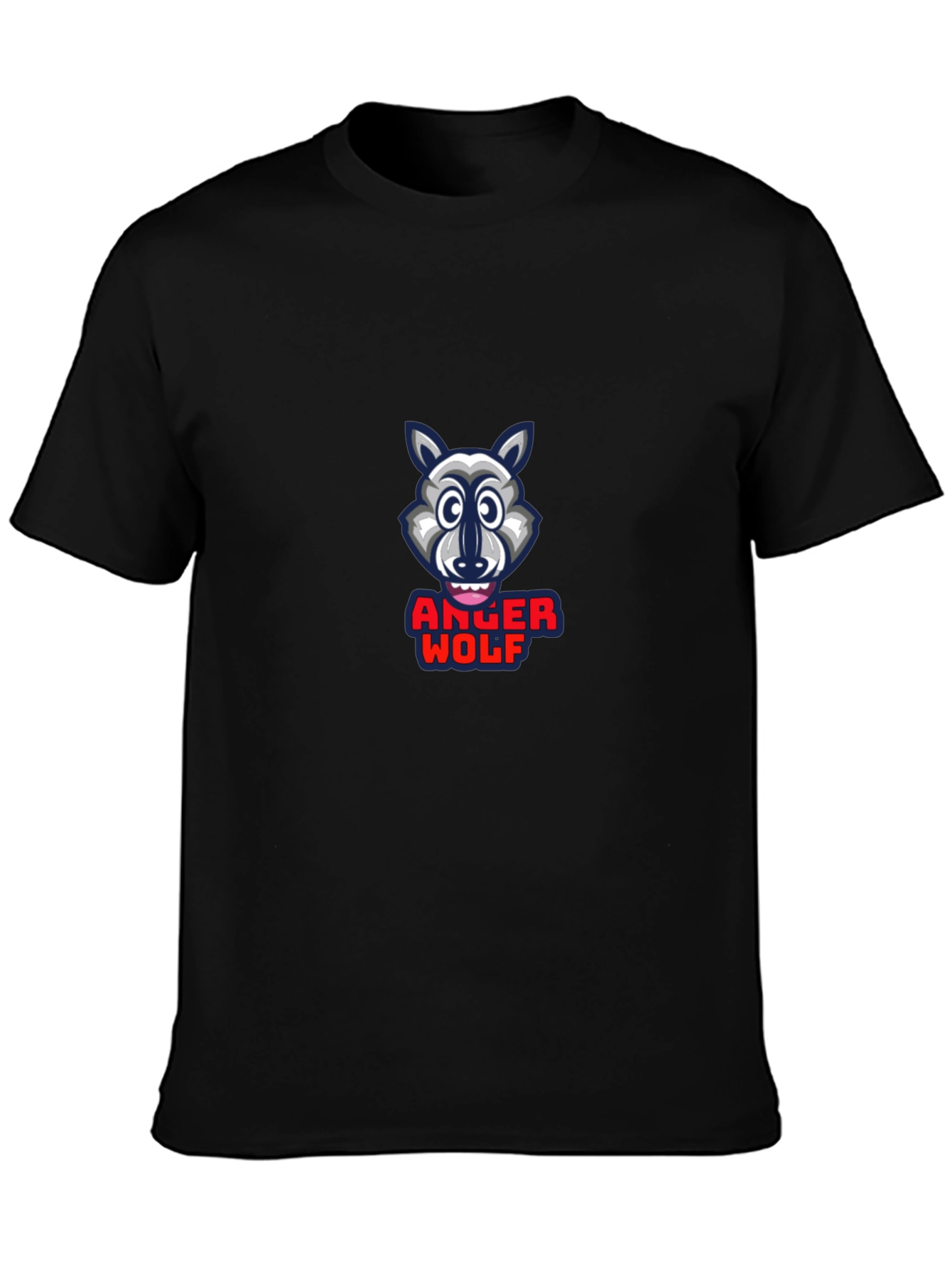 Anger Wolf Graphic Print Black T-Shirt
