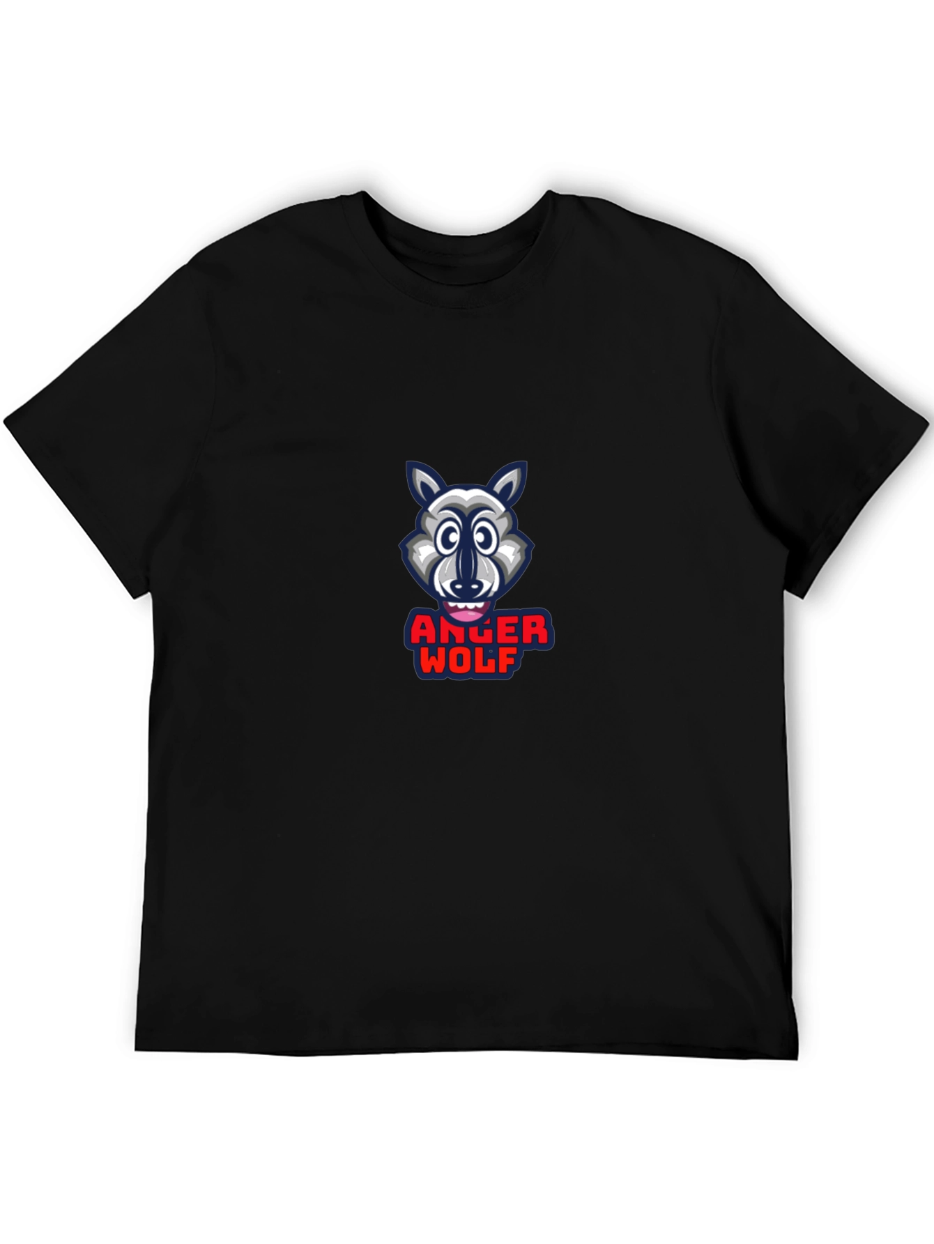 Anger Wolf Graphic Print Black T-Shirt