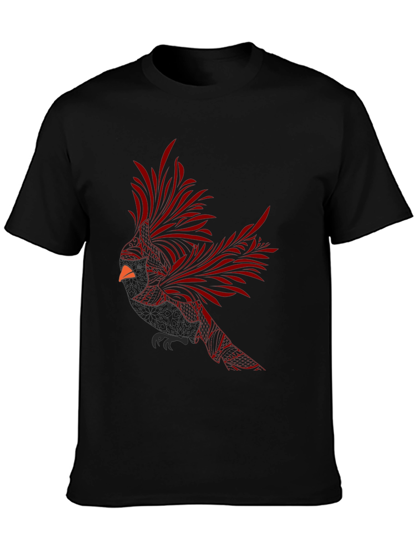 Cardinal Bird Graphic Tee - Stylish Mens Black T-Shirt