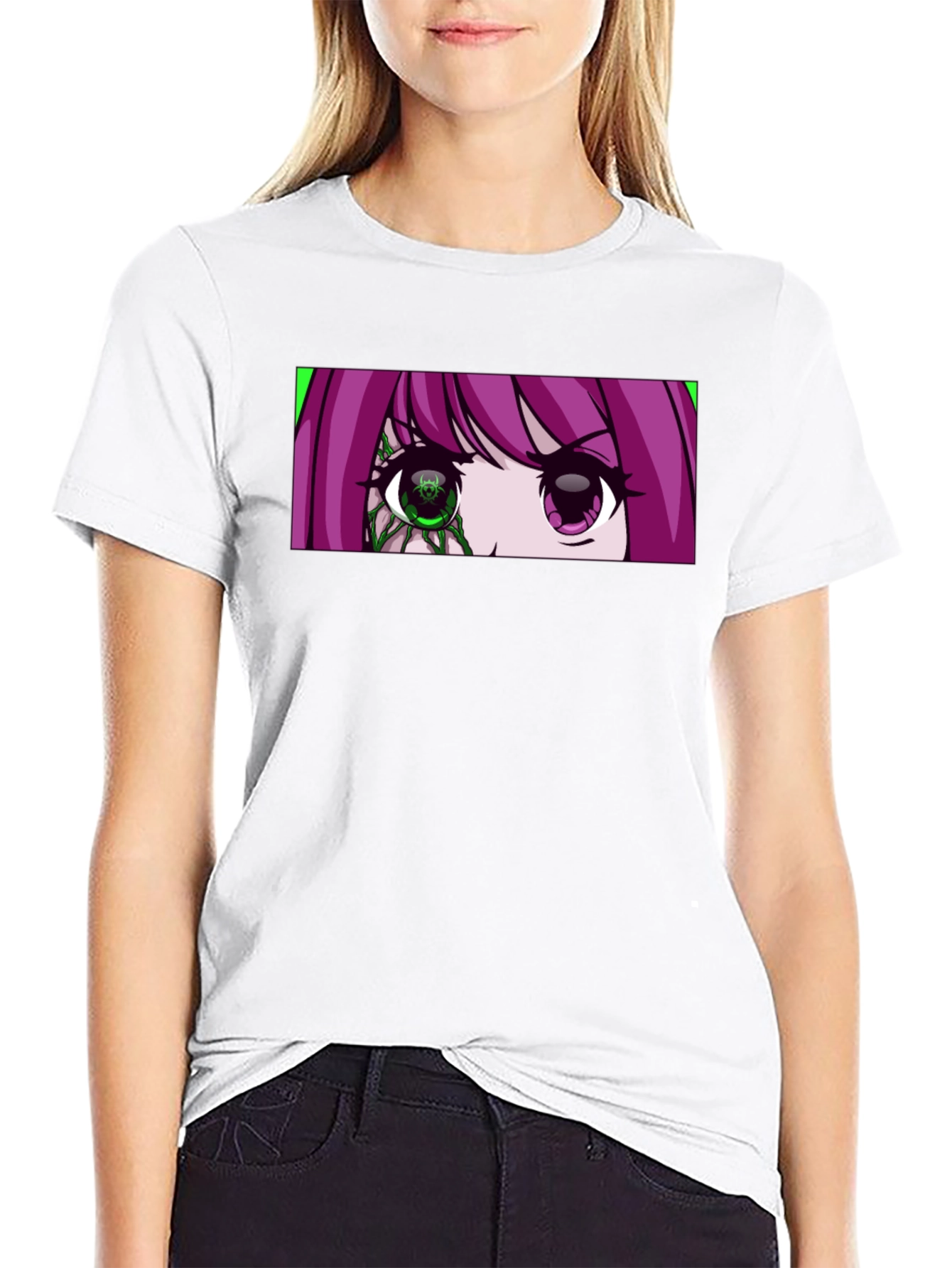 Anime Eyes Graphic Black T-Shirt