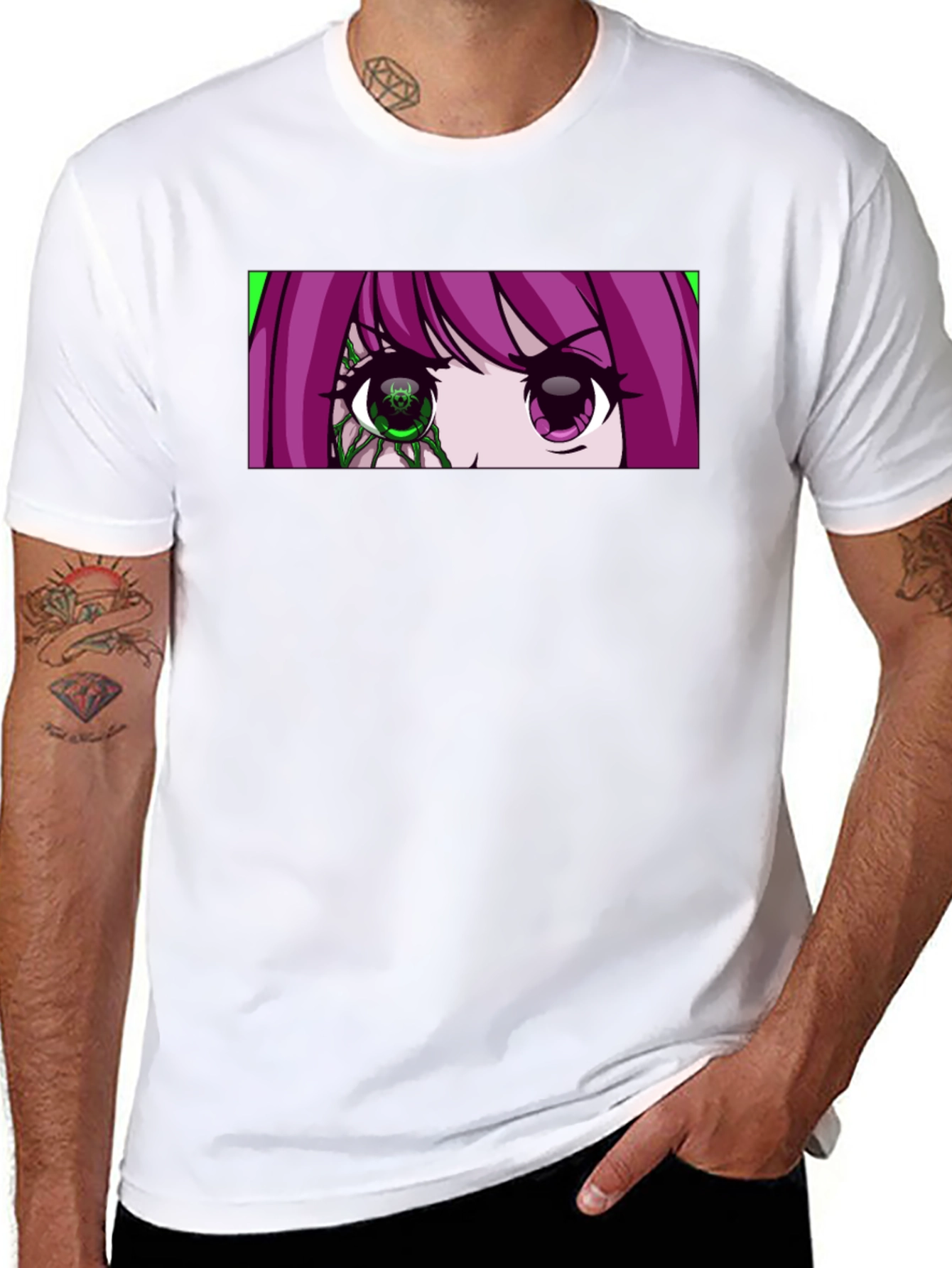 Anime Eyes Graphic Black T-Shirt