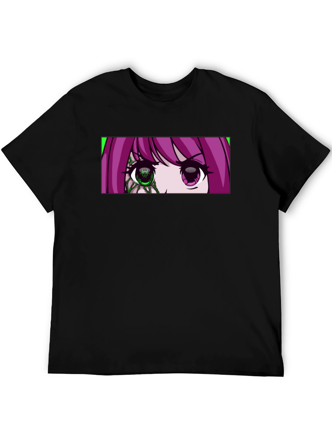 Anime Eyes Graphic Black T-Shirt