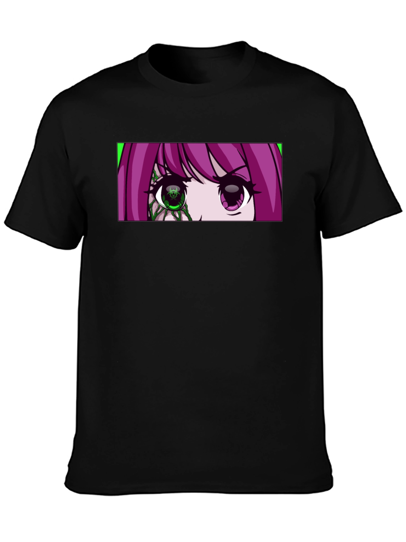 Anime Eyes Graphic Black T-Shirt