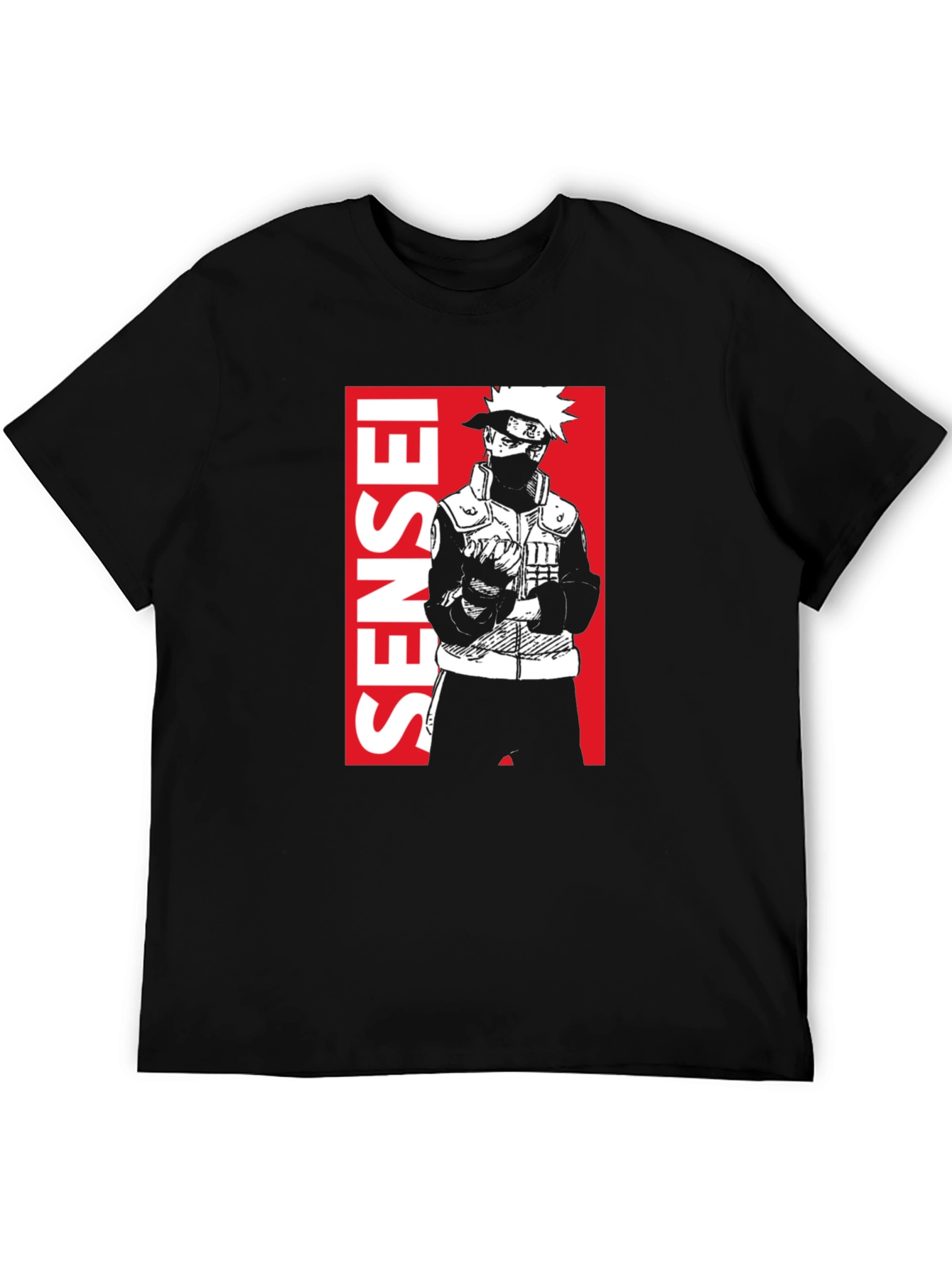 Kakashi Sensei Anime Black T-Shirt