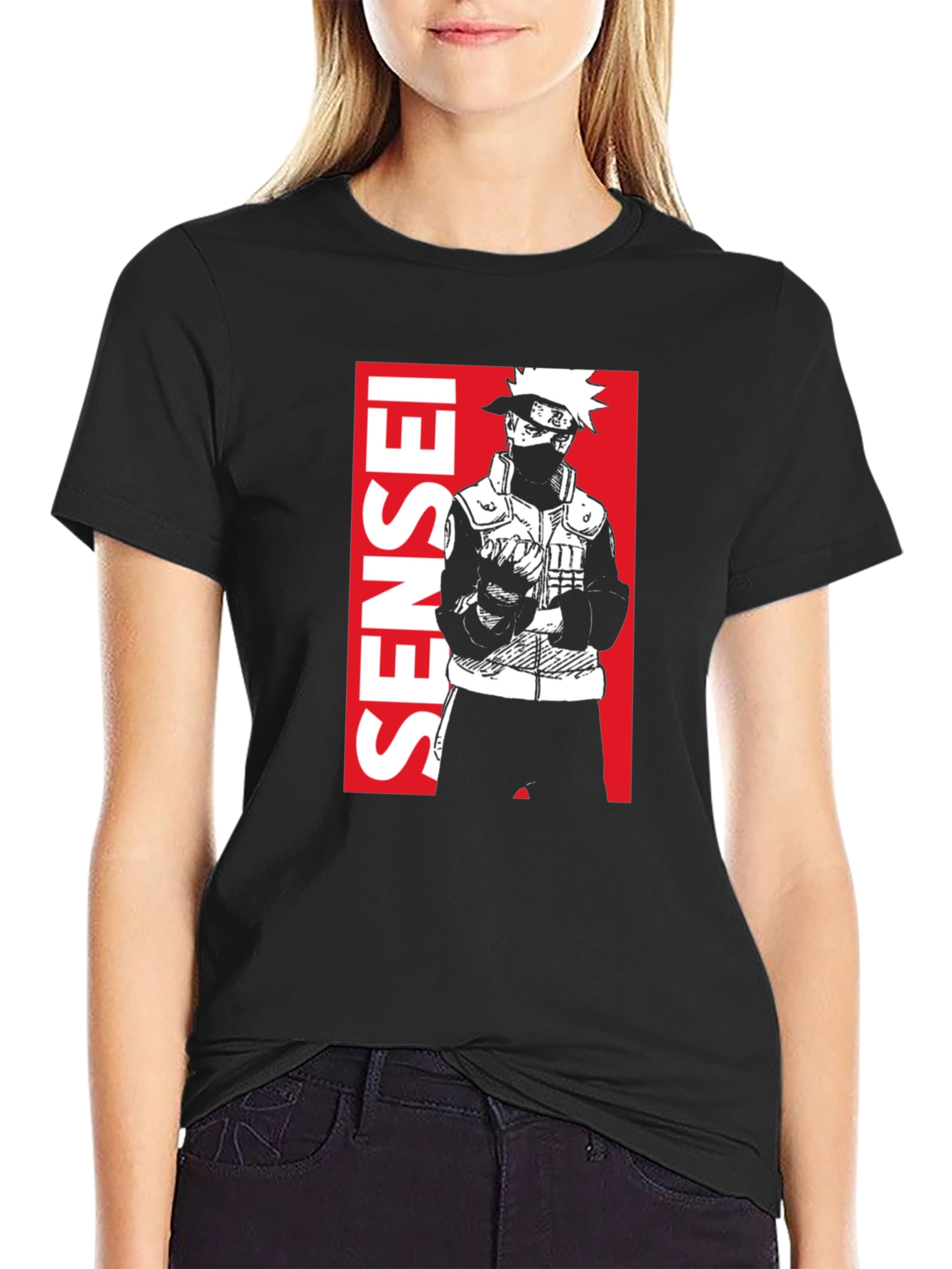 Kakashi Sensei Anime Black T-Shirt