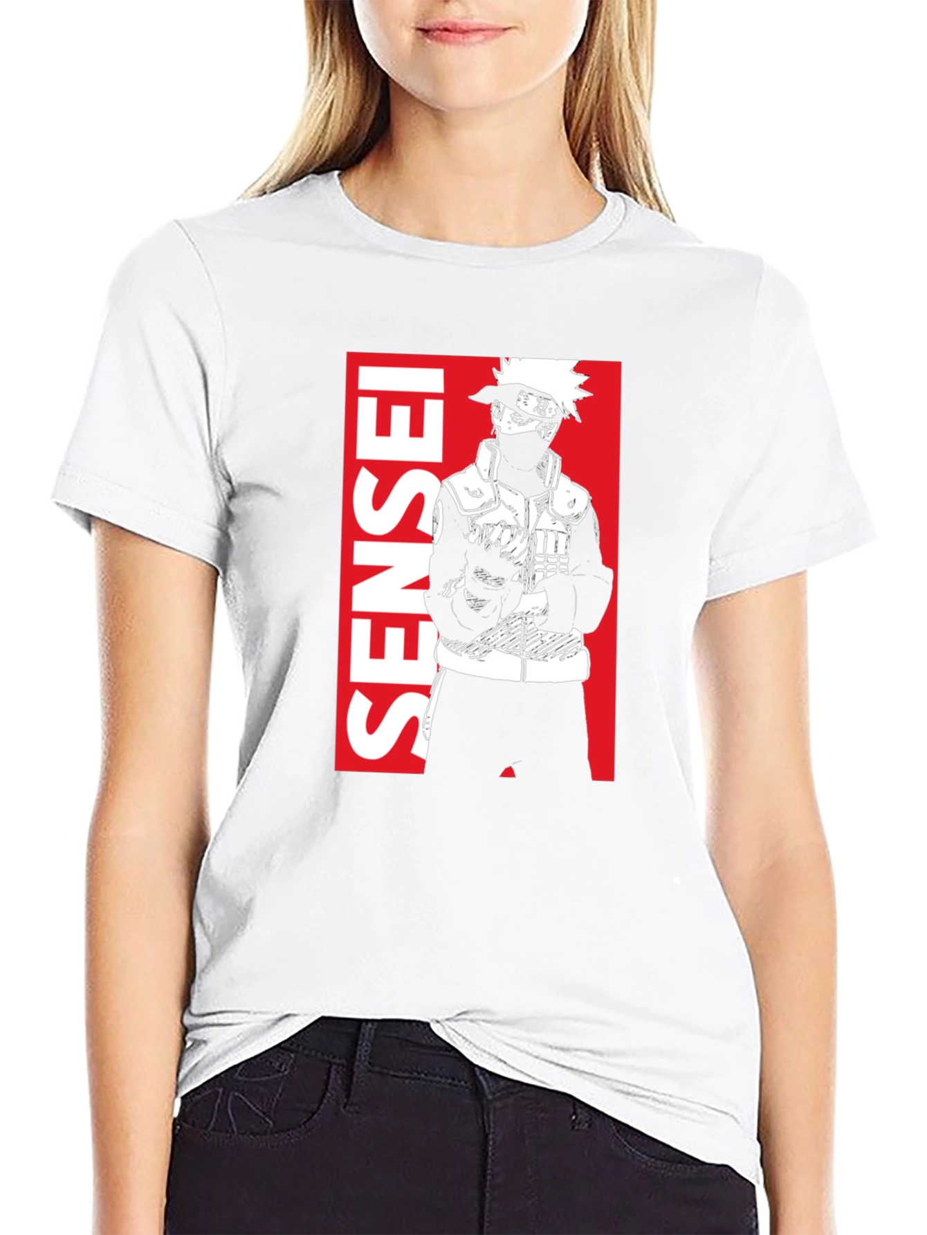 Kakashi Sensei Anime Black T-Shirt