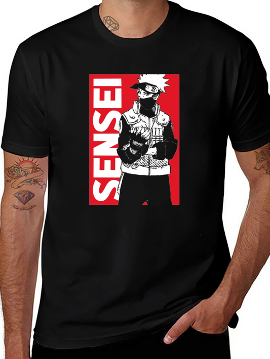 Kakashi Sensei Anime Black T-Shirt