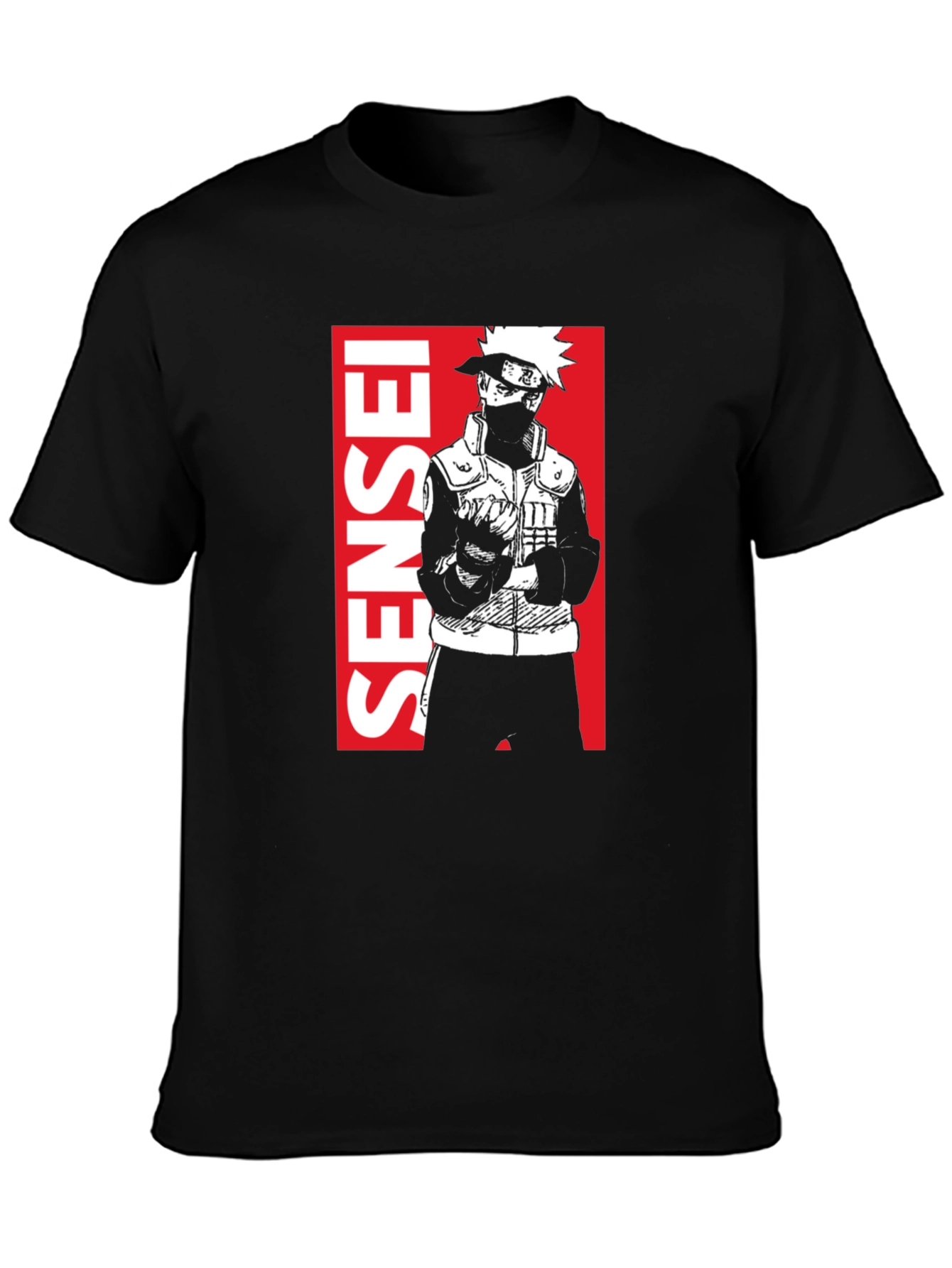 Kakashi Sensei Anime Black T-Shirt
