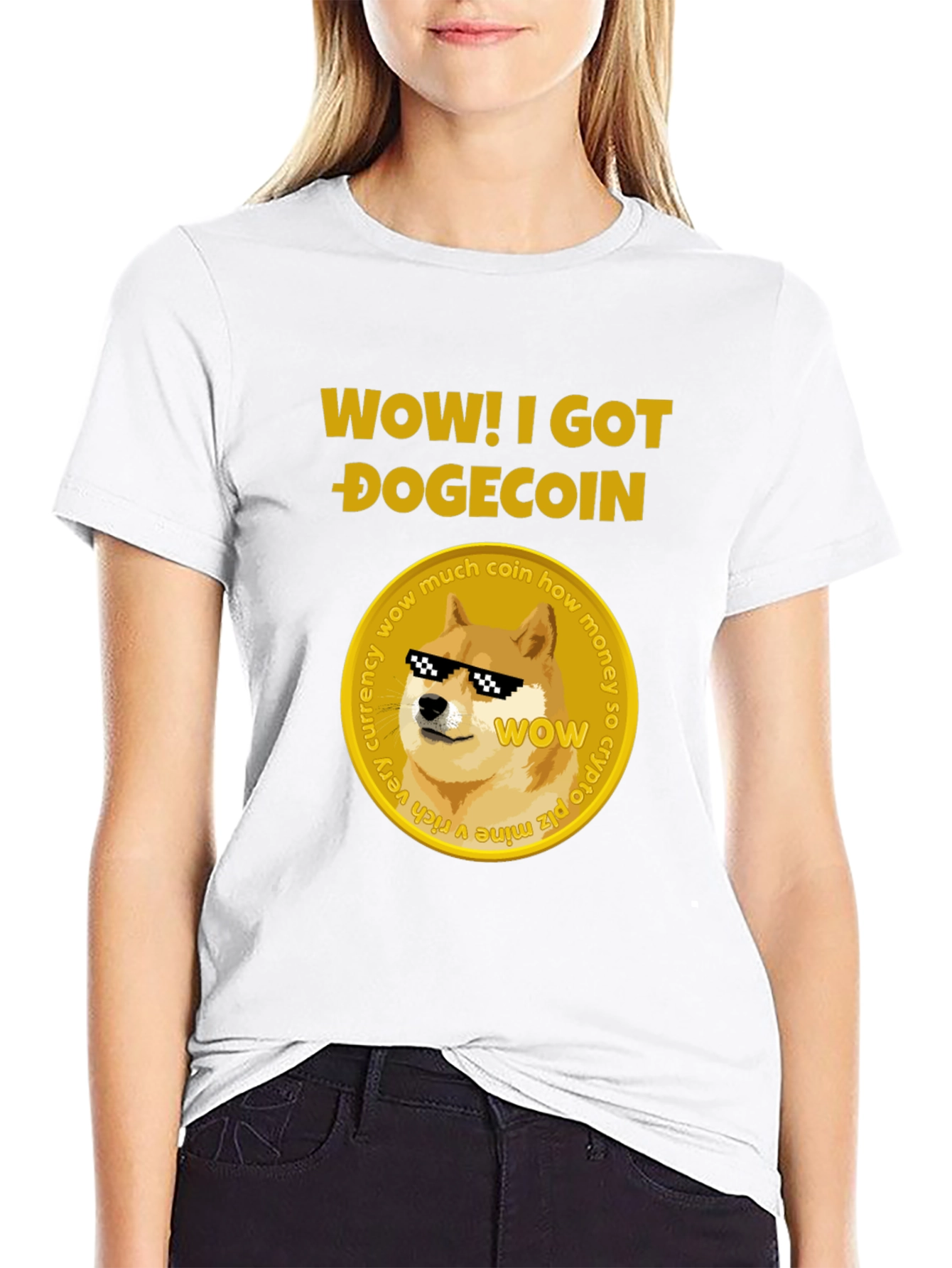 Wow! I Got Dogecoin Black T-Shirt
