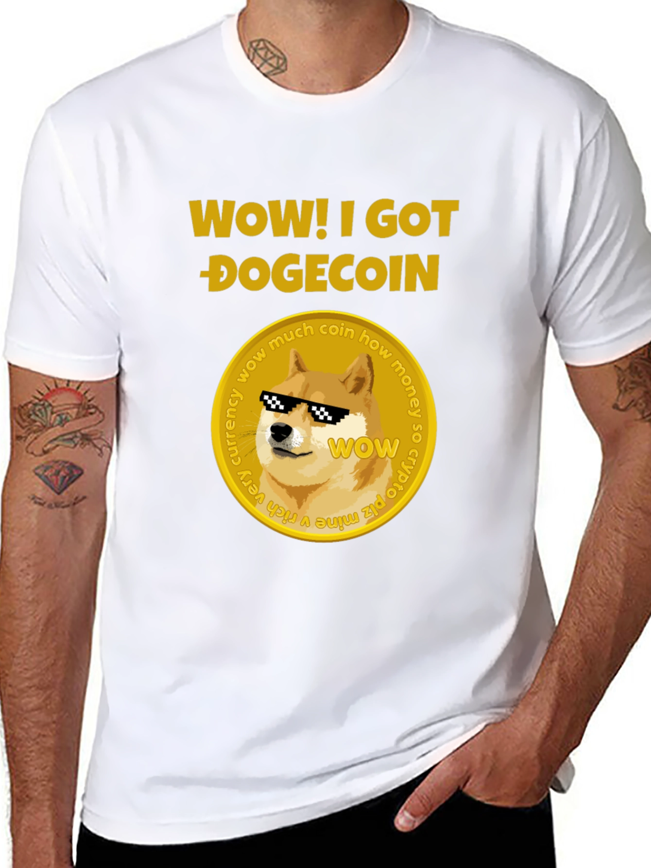Wow! I Got Dogecoin Black T-Shirt