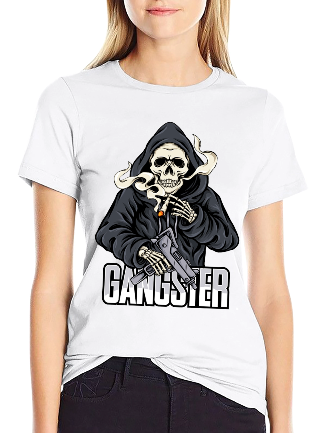 Gangster Grim Reaper Graphic T-Shirt