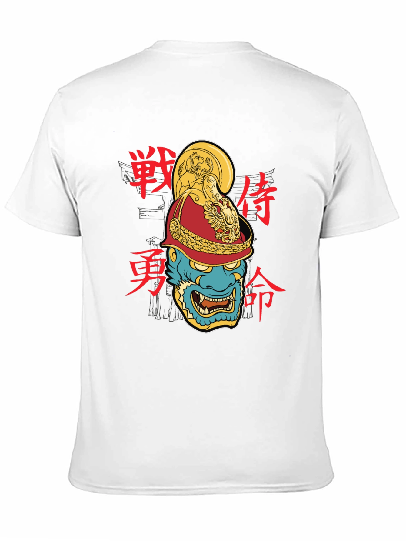 Samurai Warrior Mask Graphic Tee - Black