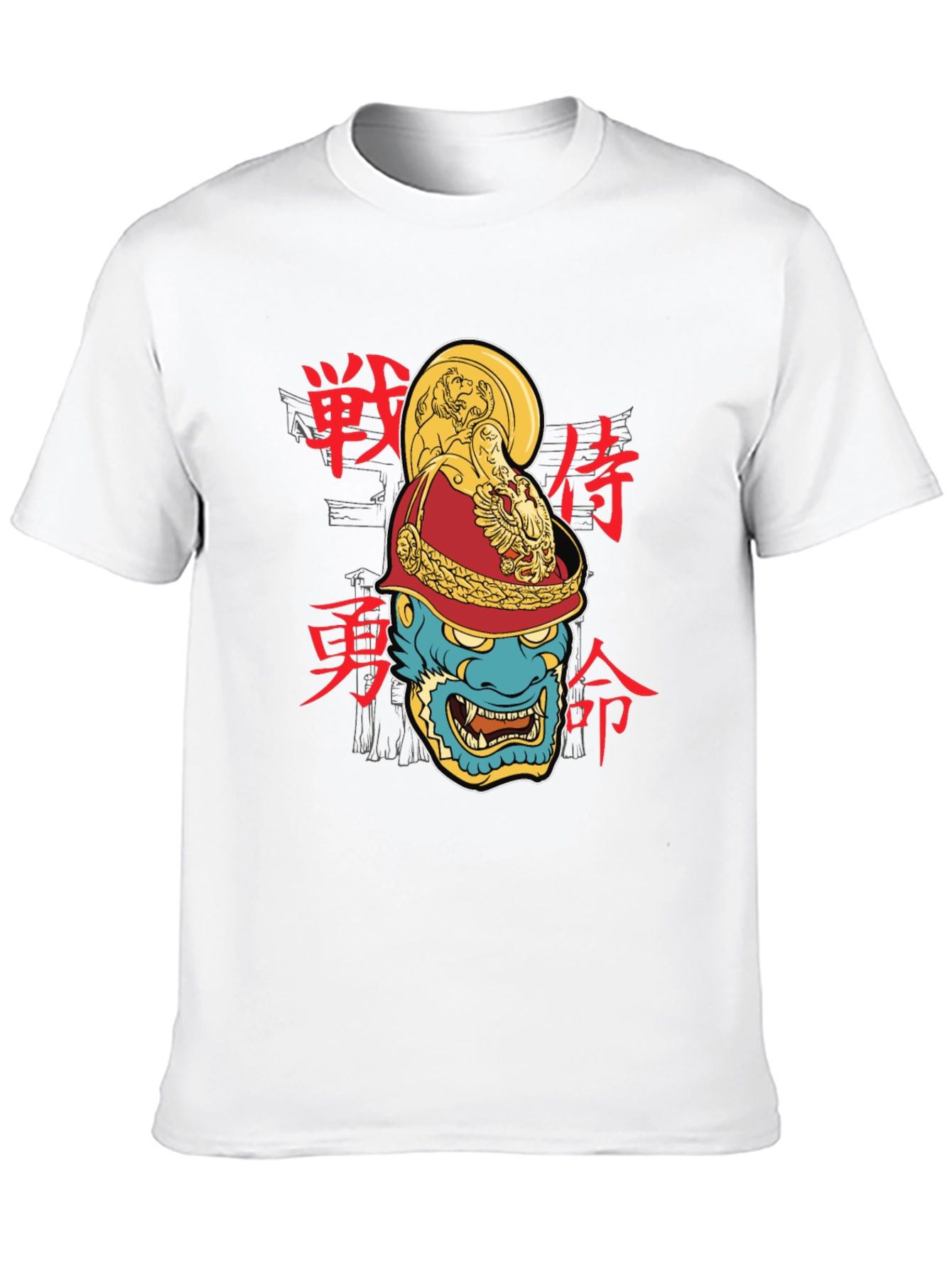 Samurai Warrior Mask Graphic Tee - Black