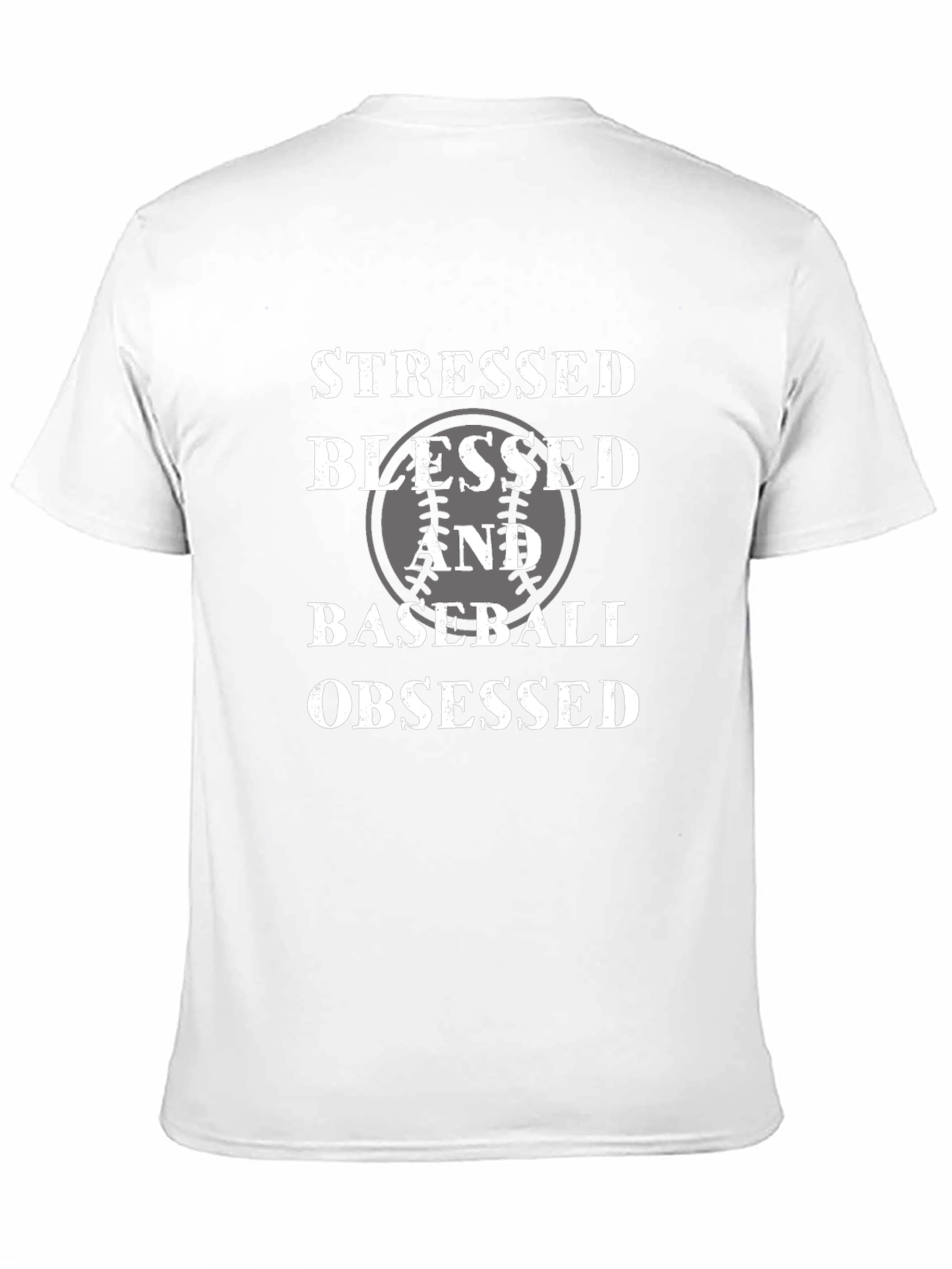 Stressed Blessed Baseball Obsessed Black T-Shirt