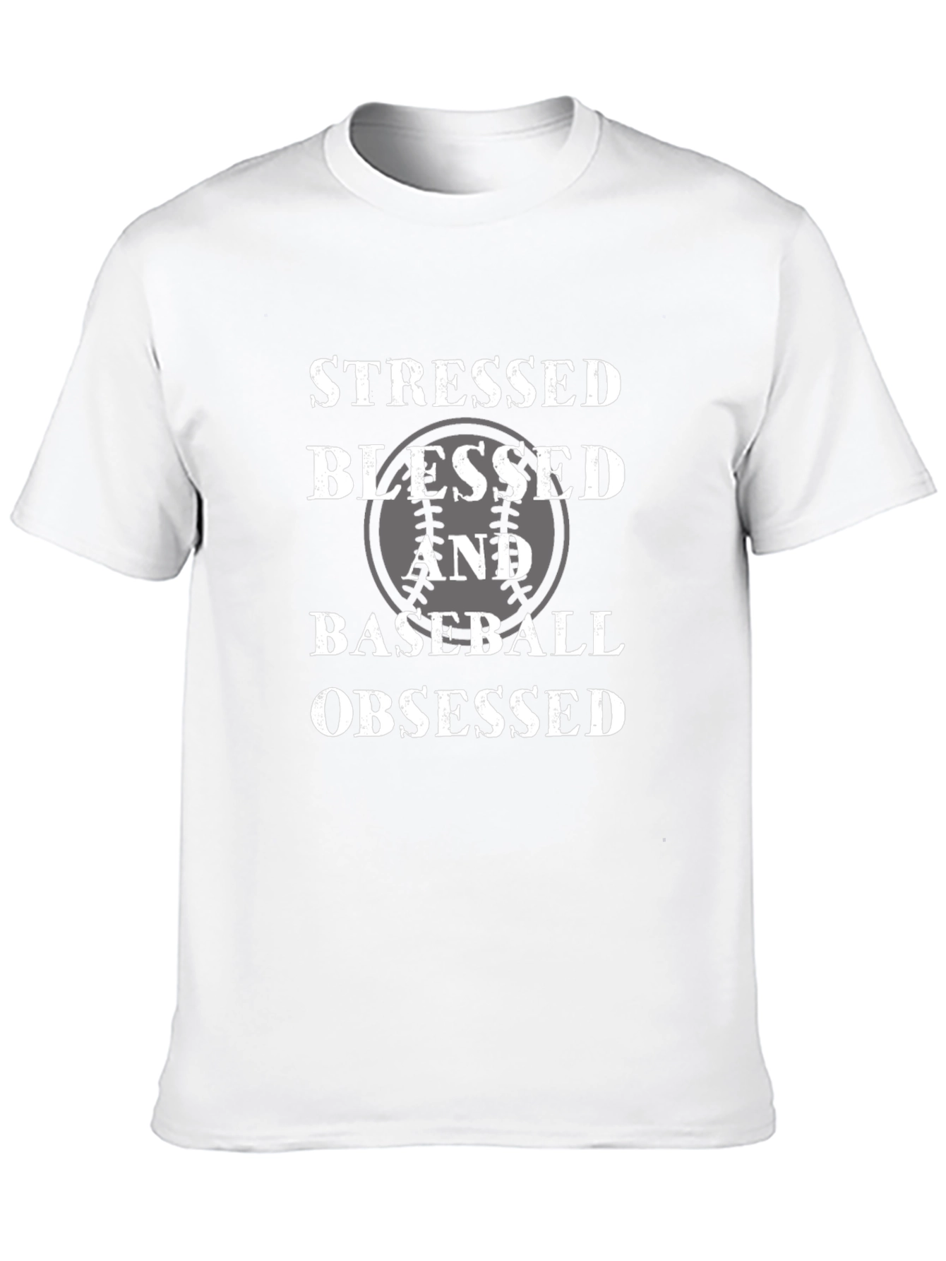 Stressed Blessed Baseball Obsessed Black T-Shirt