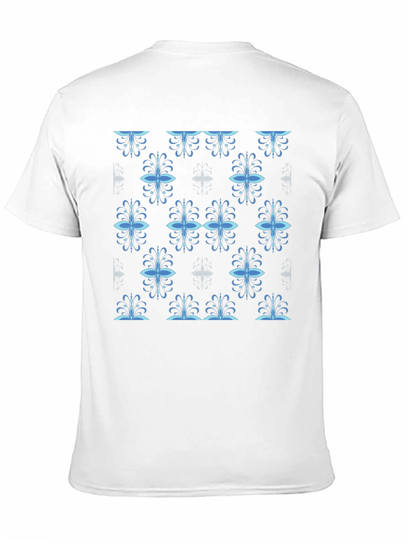 Stylish Black Tee with Blue Floral Pattern