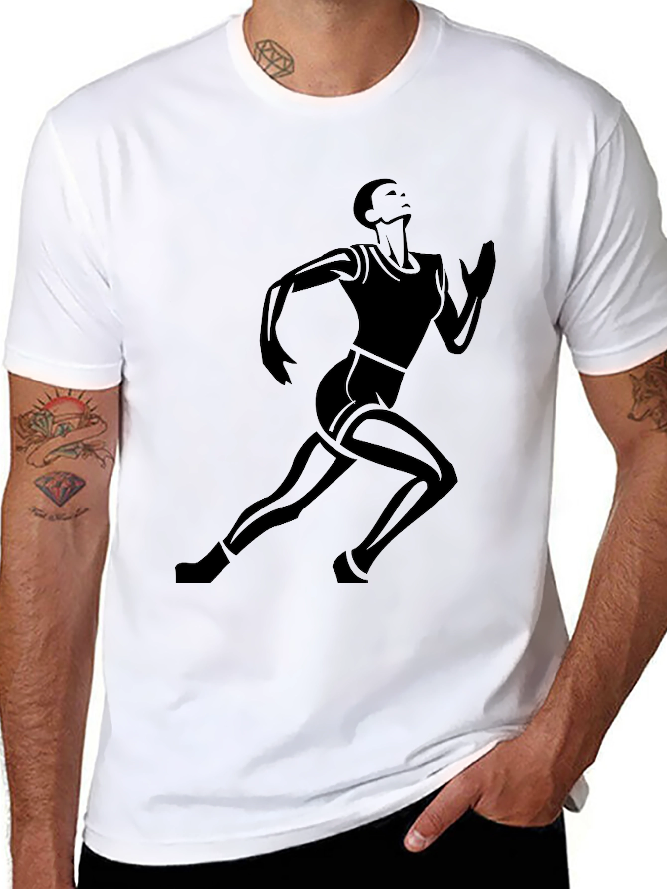 Mens Black Running Silhouette T-Shirt