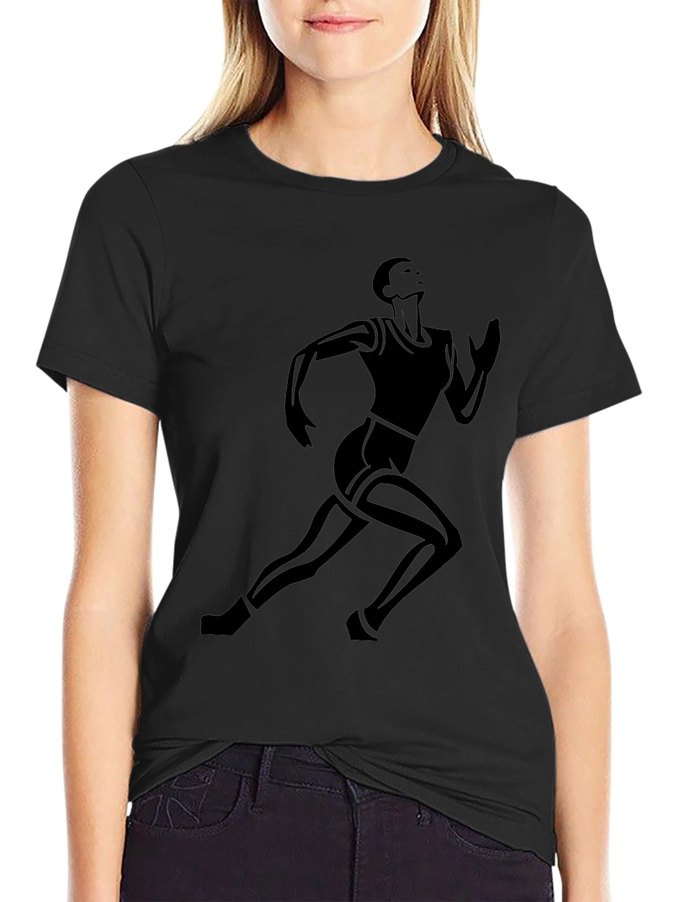 Mens Black Running Silhouette T-Shirt