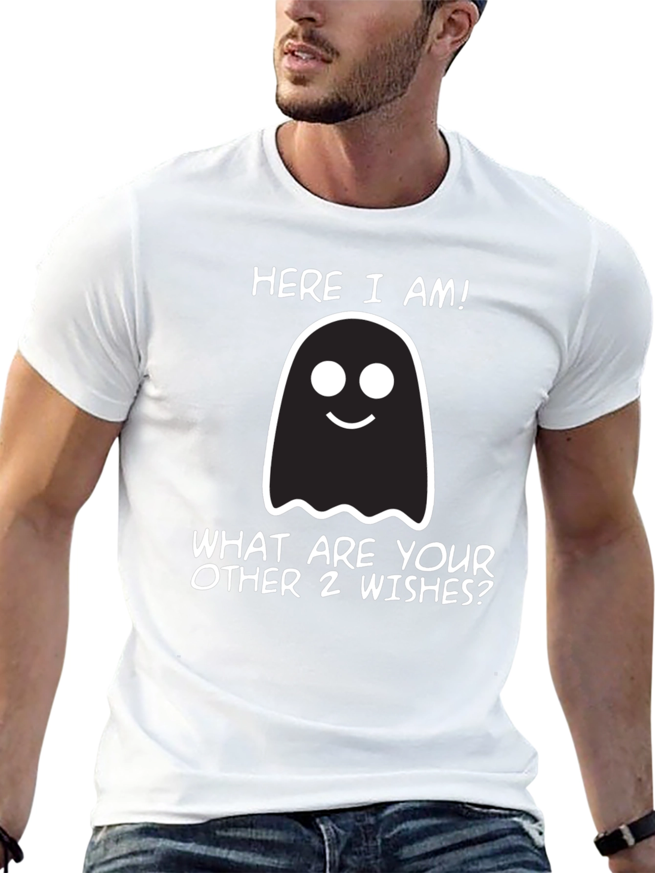 Funny Halloween Ghost T-Shirt: Here I Am! Genie