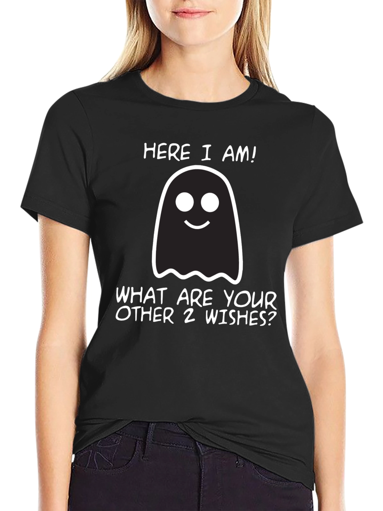 Funny Halloween Ghost T-Shirt: Here I Am! Genie