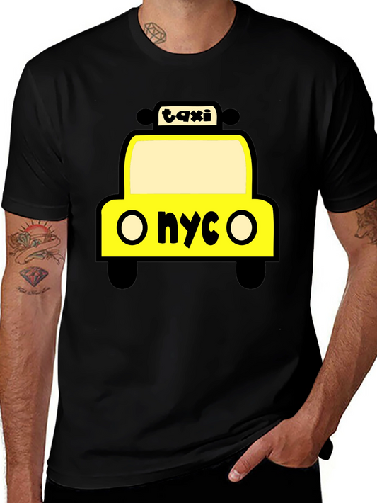 NYC Taxi Graphic Tee - Black Cotton T-Shirt