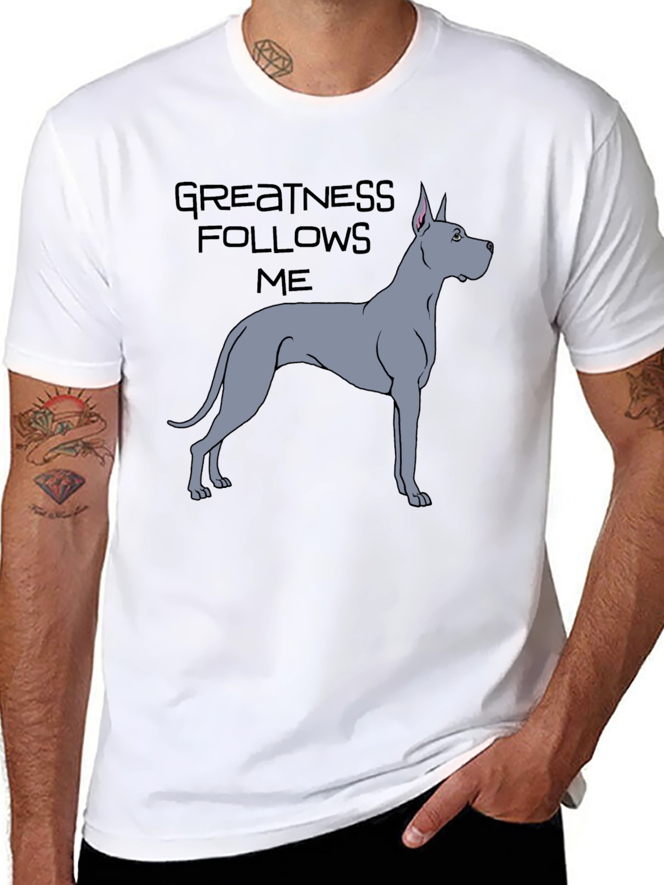 Greatness Follows Me Dog Graphic T-Shirt