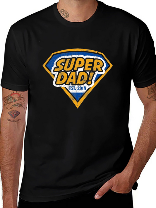 Super Dad Est. 2018 Graphic Tee - Black Cotton T-Shirt