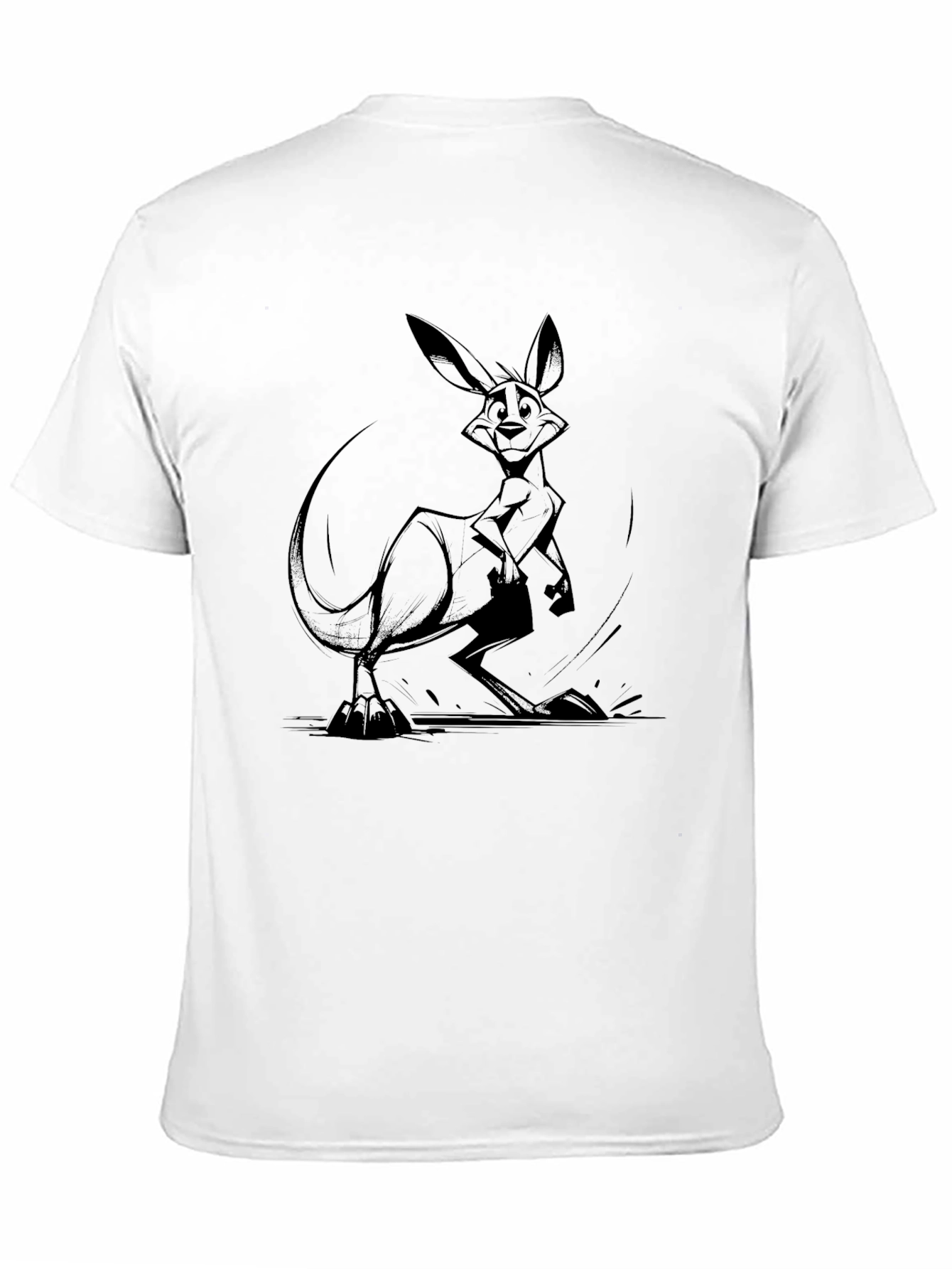 Kangaroo Graphic Tee - Black Cotton Casual T-Shirt
