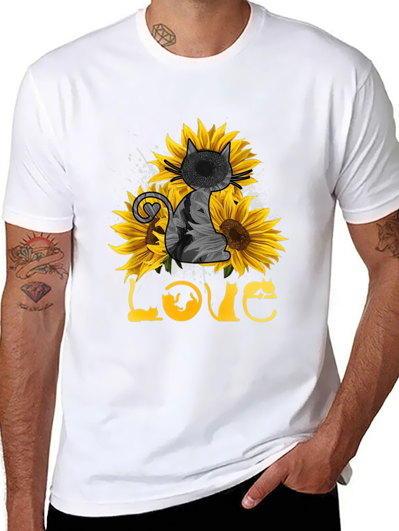 Cat & Sunflower Love T-Shirt