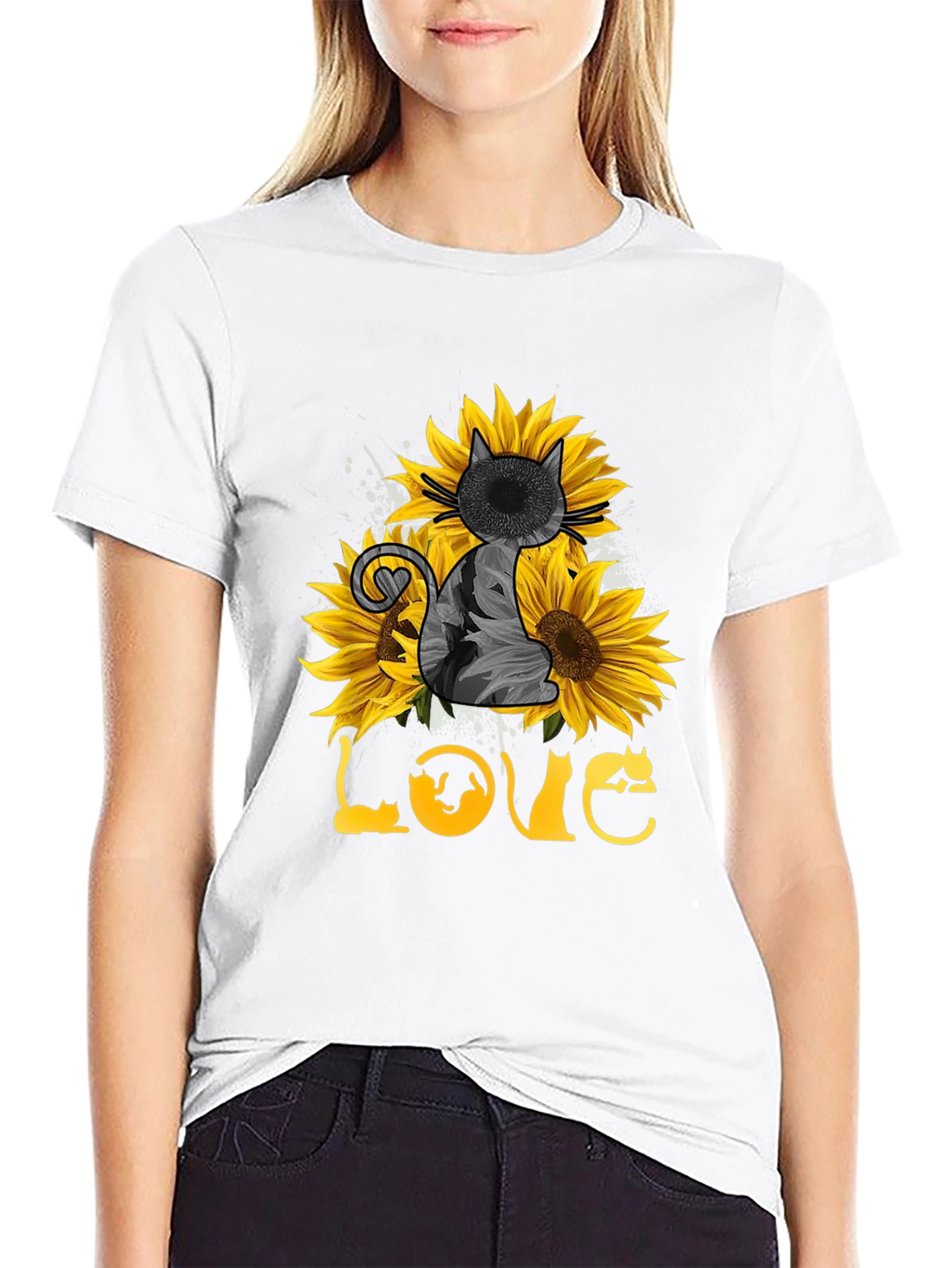 Cat & Sunflower Love T-Shirt