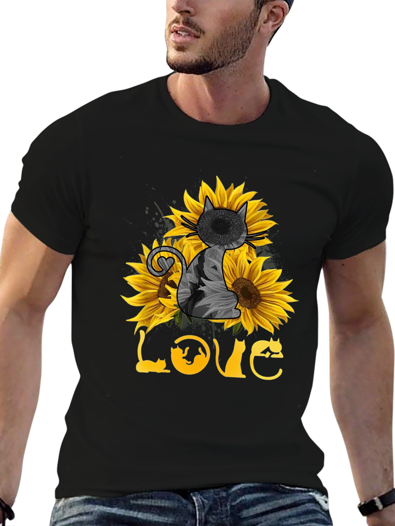 Cat & Sunflower Love T-Shirt