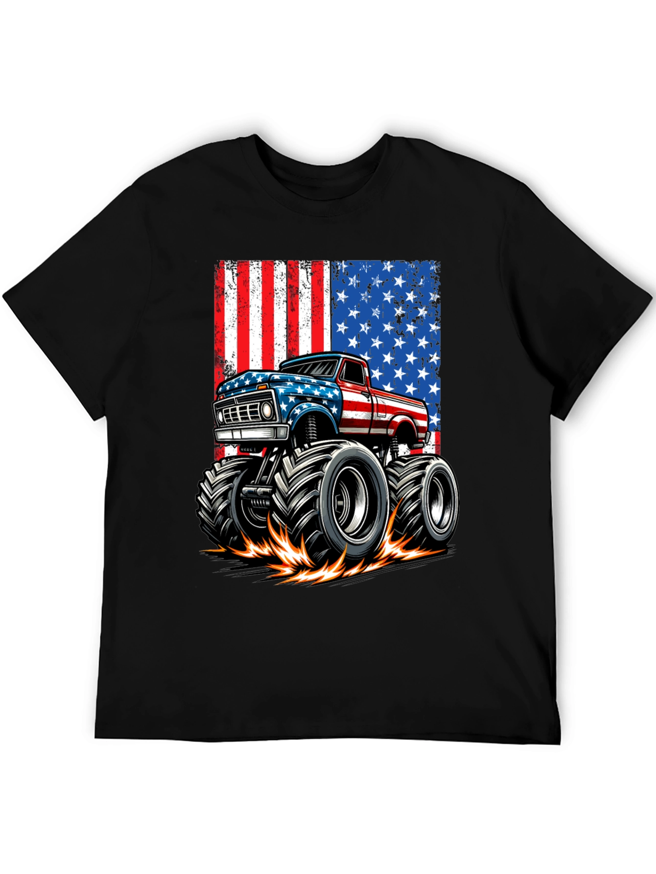 American Flag Monster Truck Graphic Tee