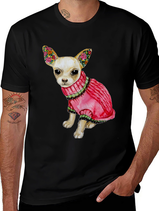 Dog Lovers Tee: Chihuahua in Pink Sweater