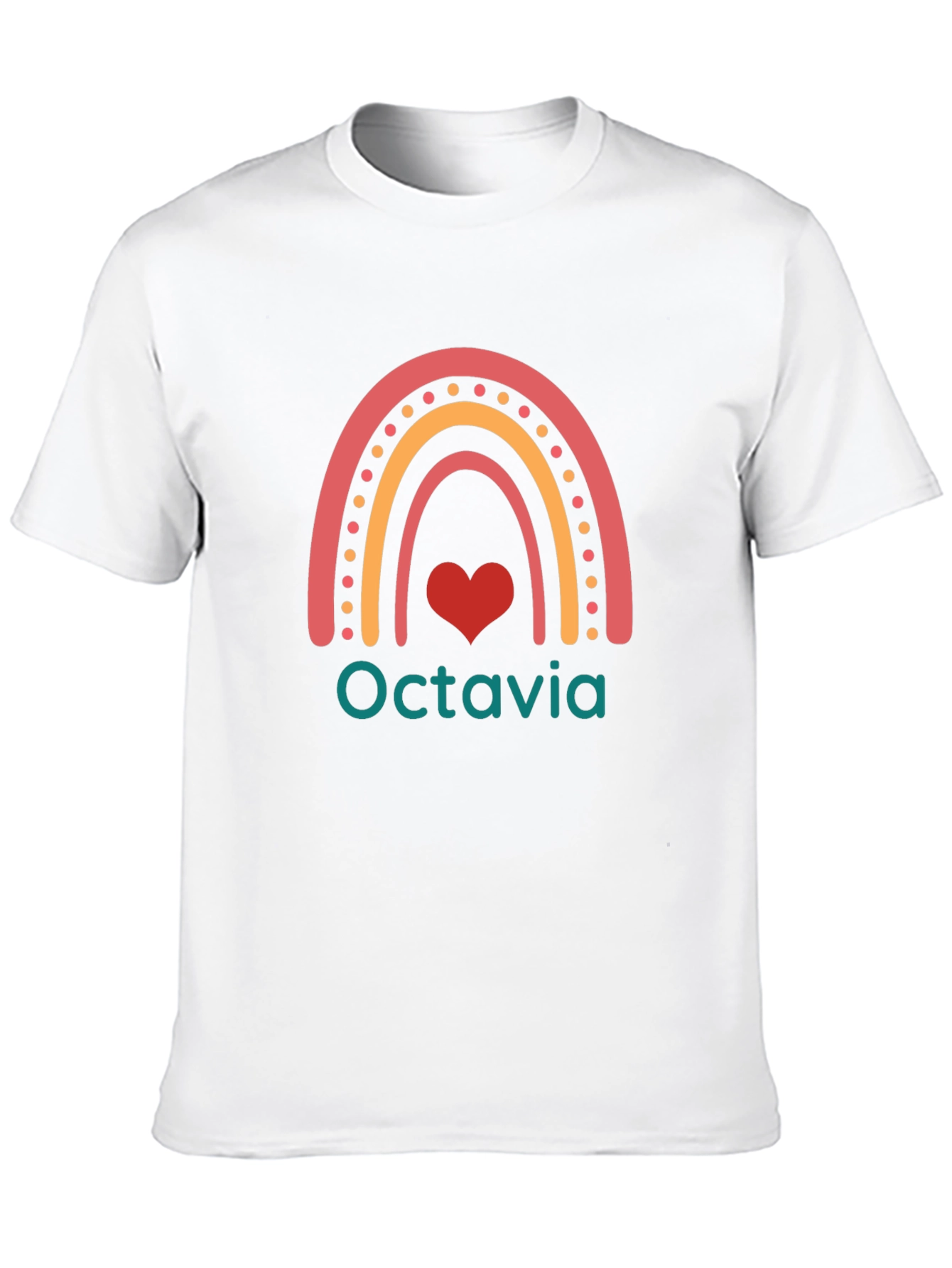 Octavia Rainbow Heart Personalized T-Shirt