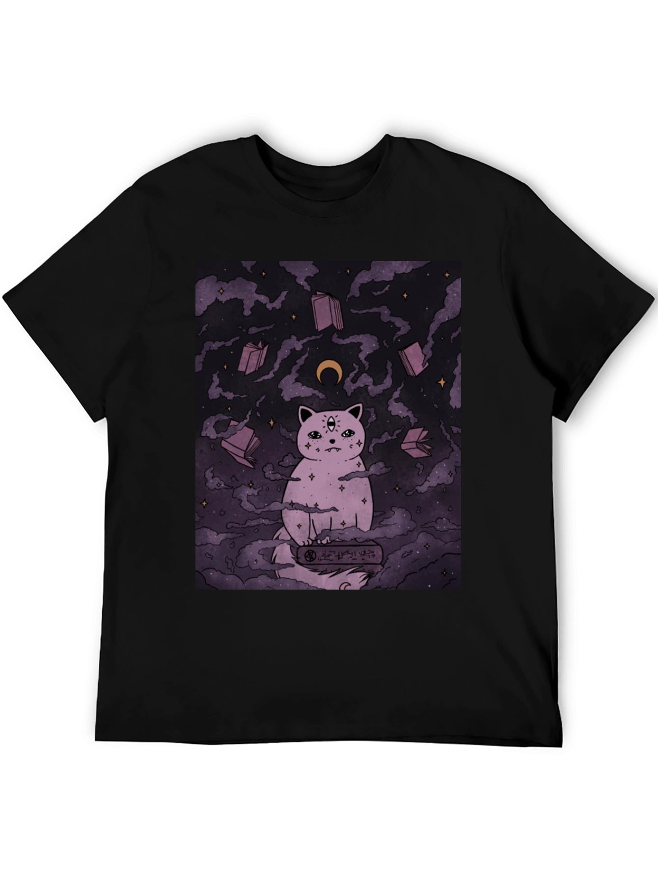 Mystic Cat Graphic Tee - Unisex Black T-Shirt