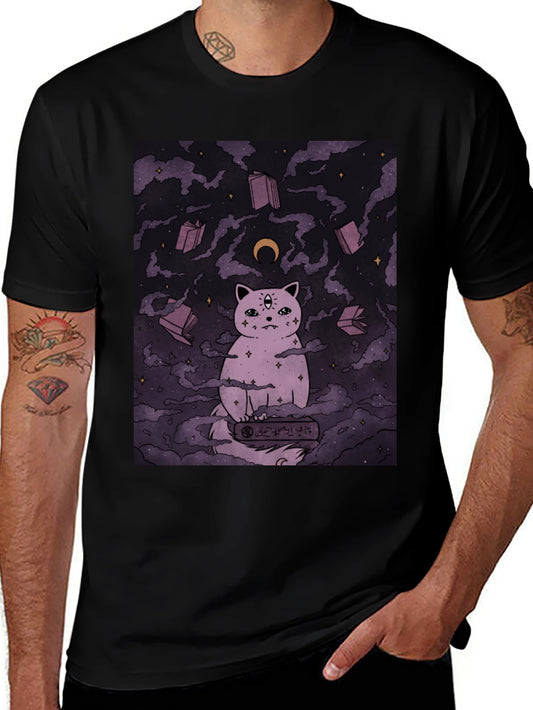 Mystic Cat Graphic Tee - Unisex Black T-Shirt