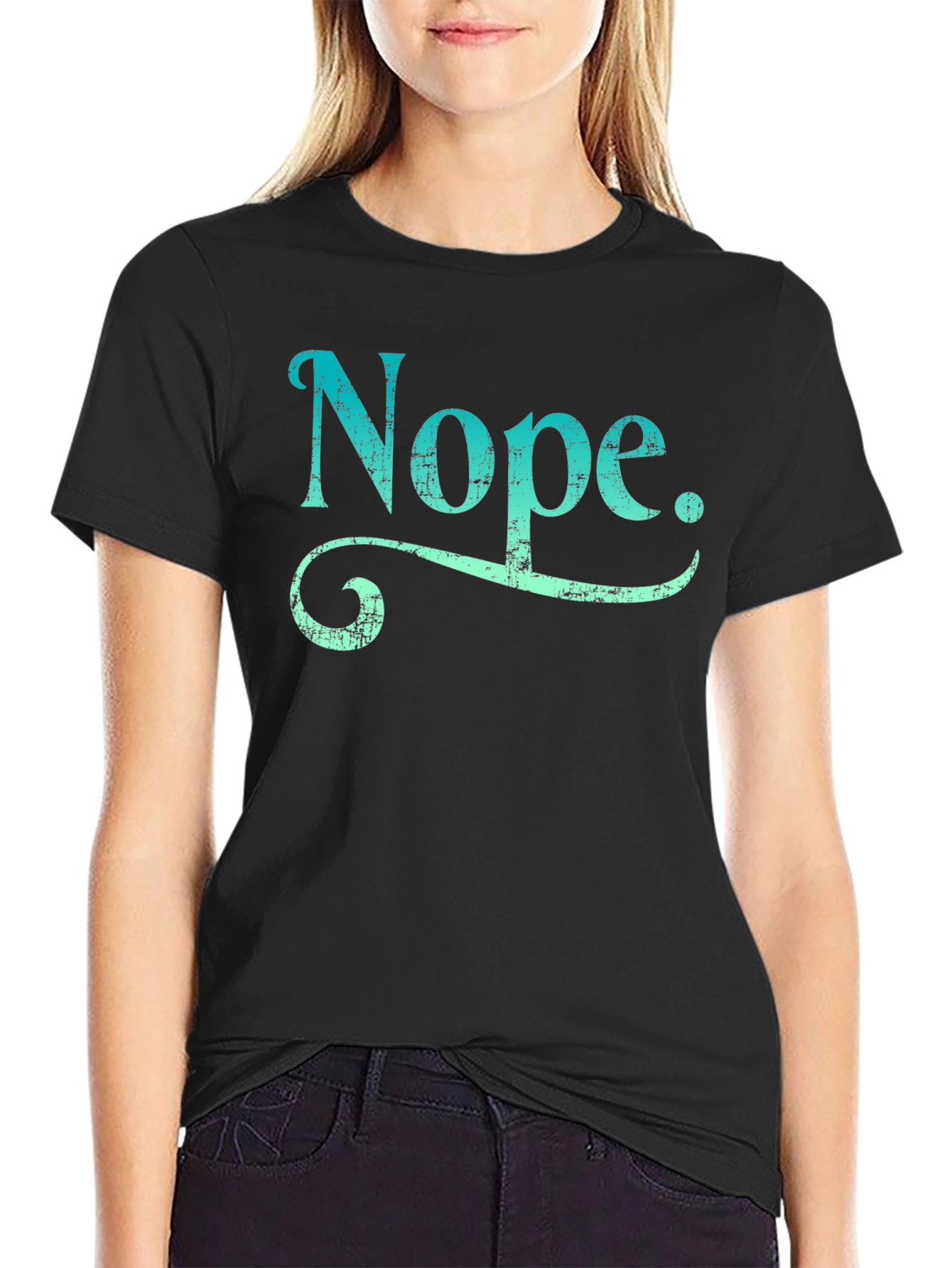 Nope Graphic Tee - Casual Black T-Shirt