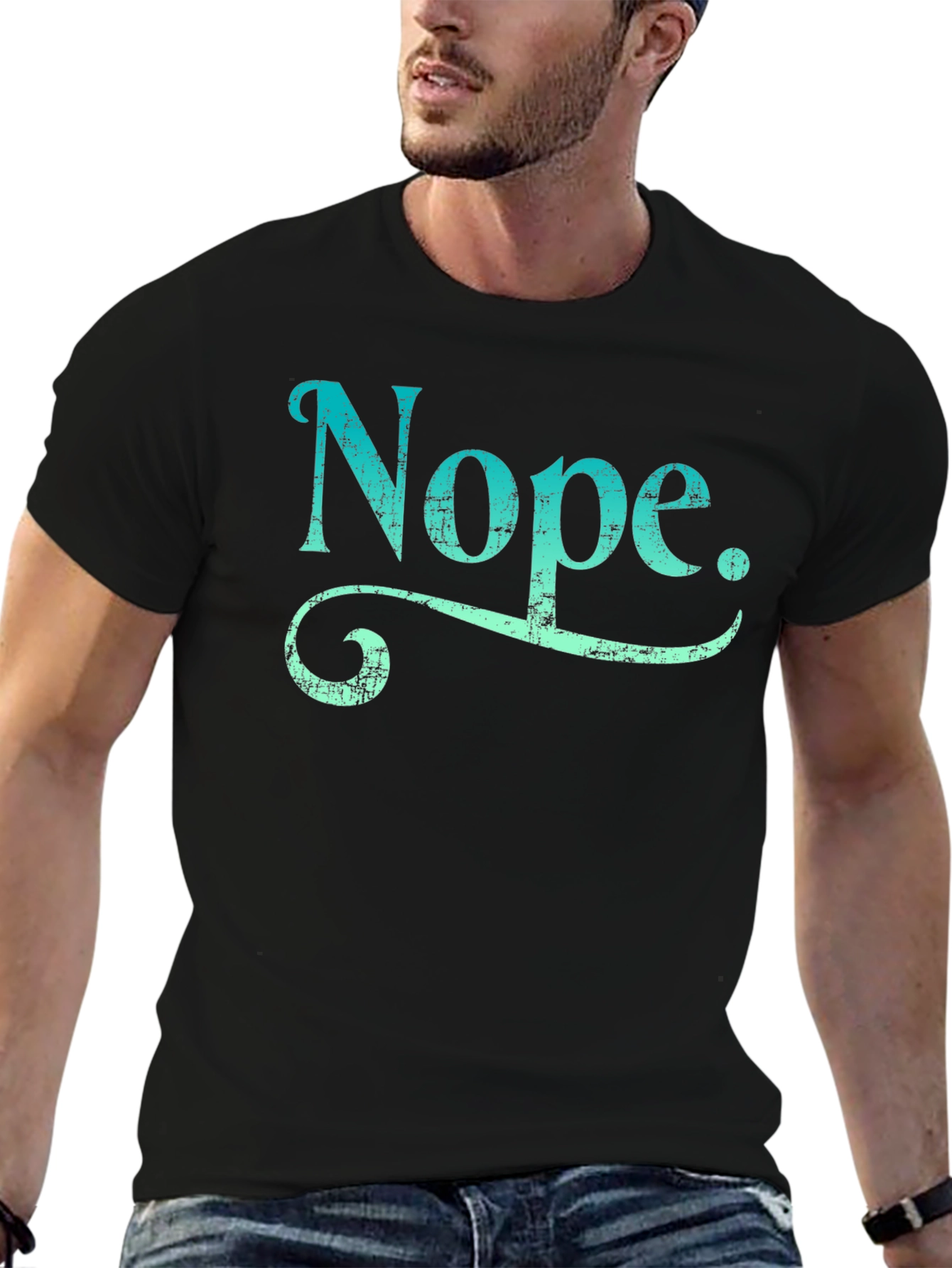 Nope Graphic Tee - Casual Black T-Shirt