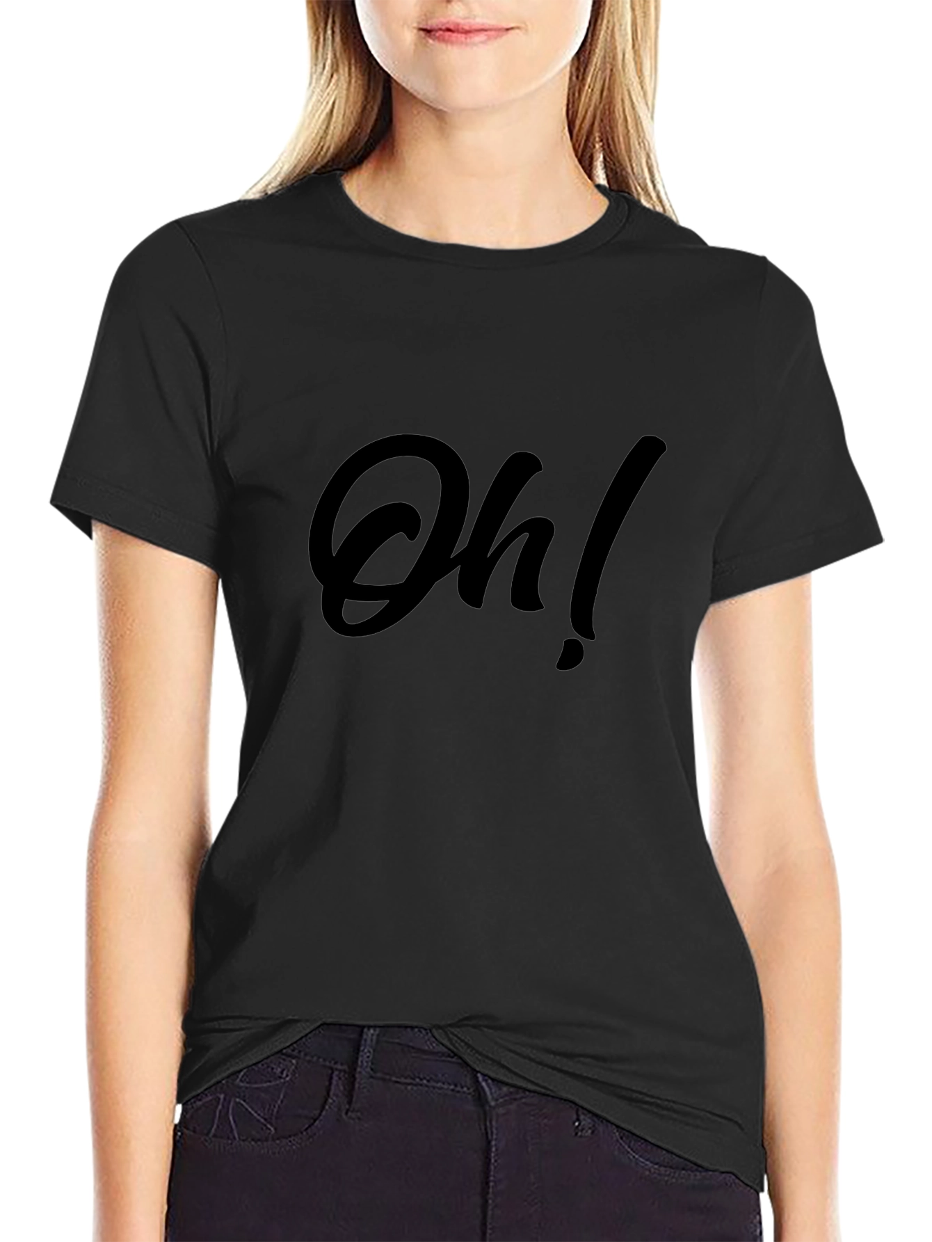 Oh! Graphic Print Black T-Shirt for Casual Wear
