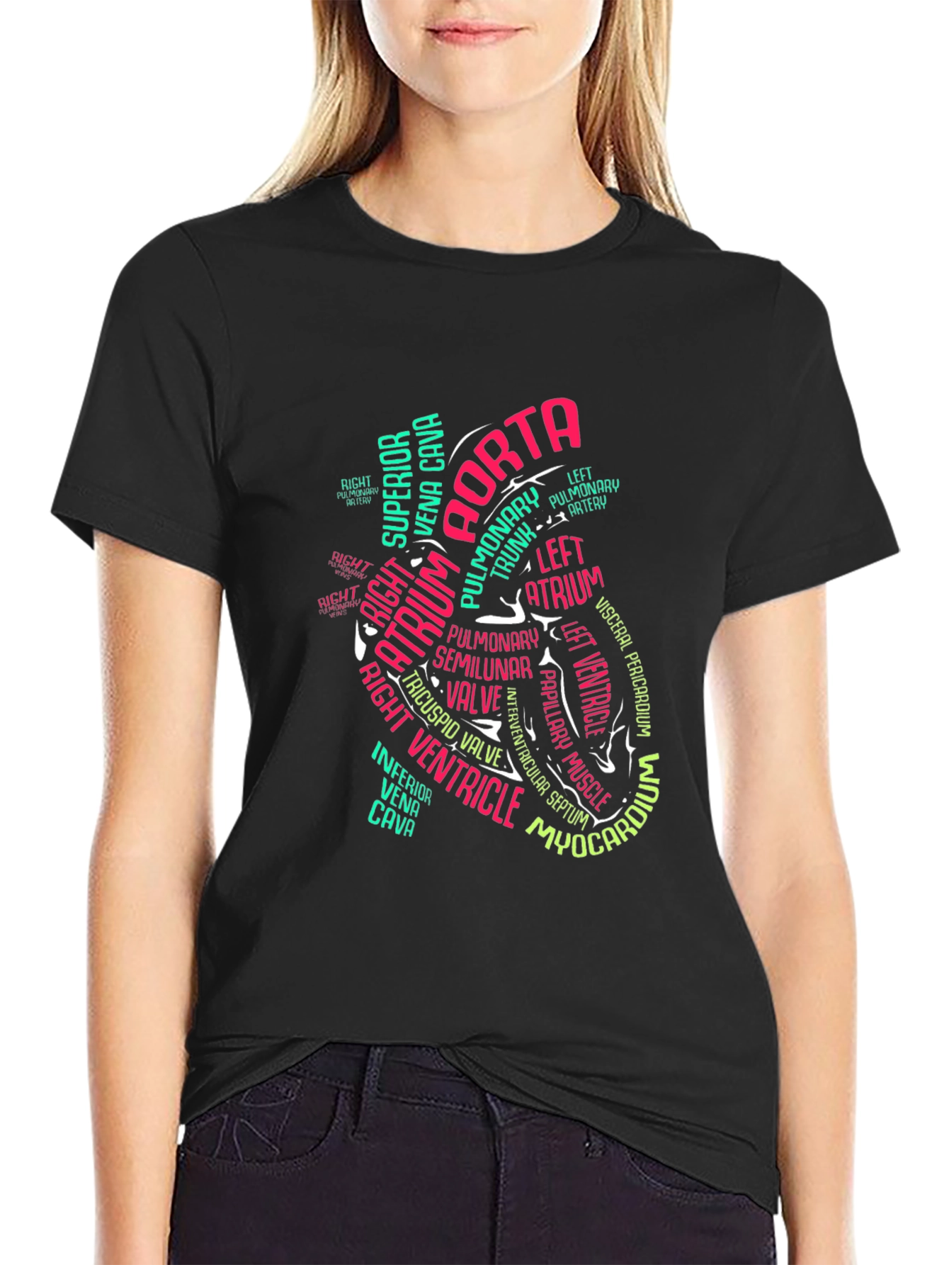 Anatomical Heart Word Art Graphic T-Shirt