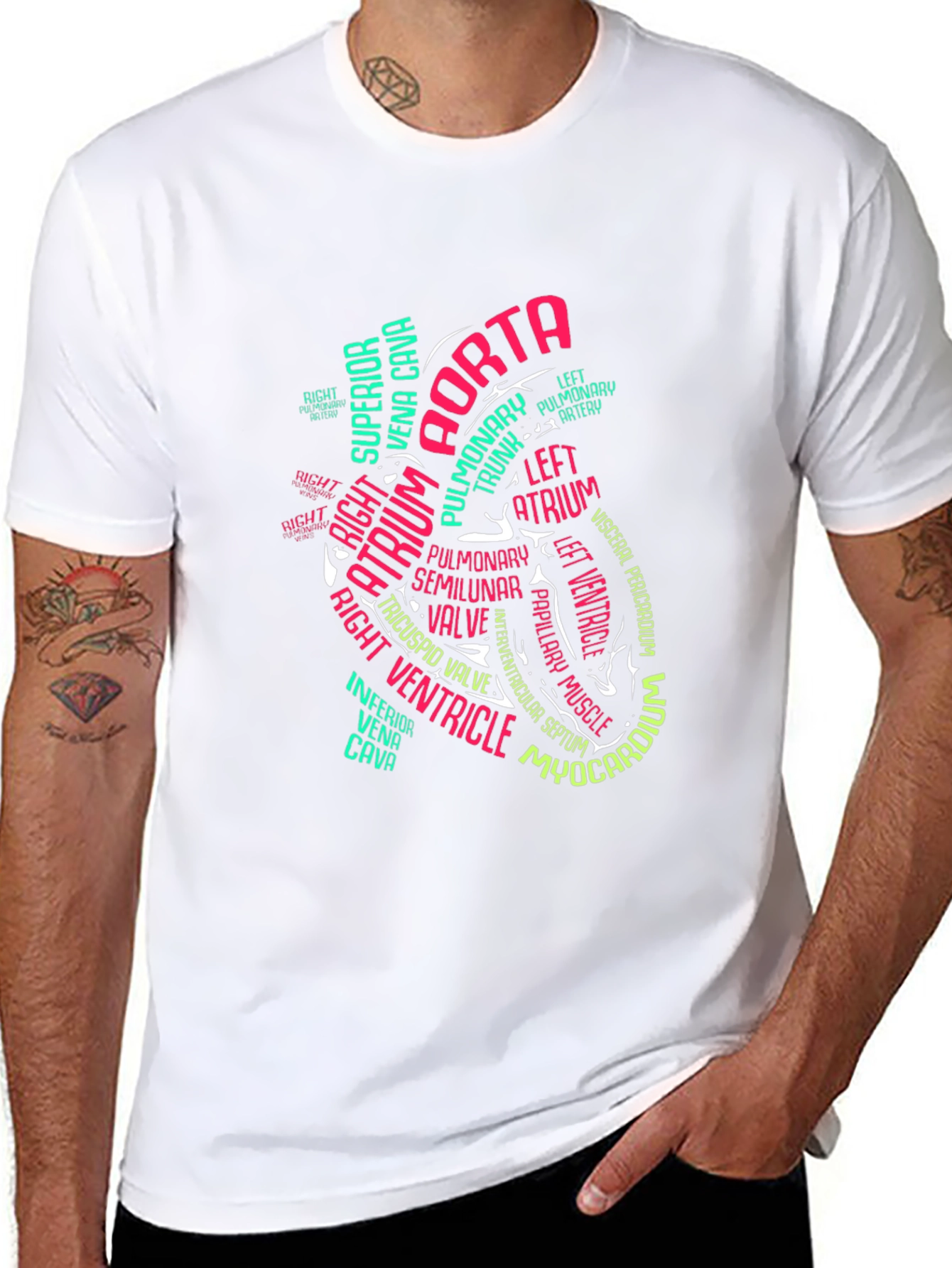 Anatomical Heart Word Art Graphic T-Shirt