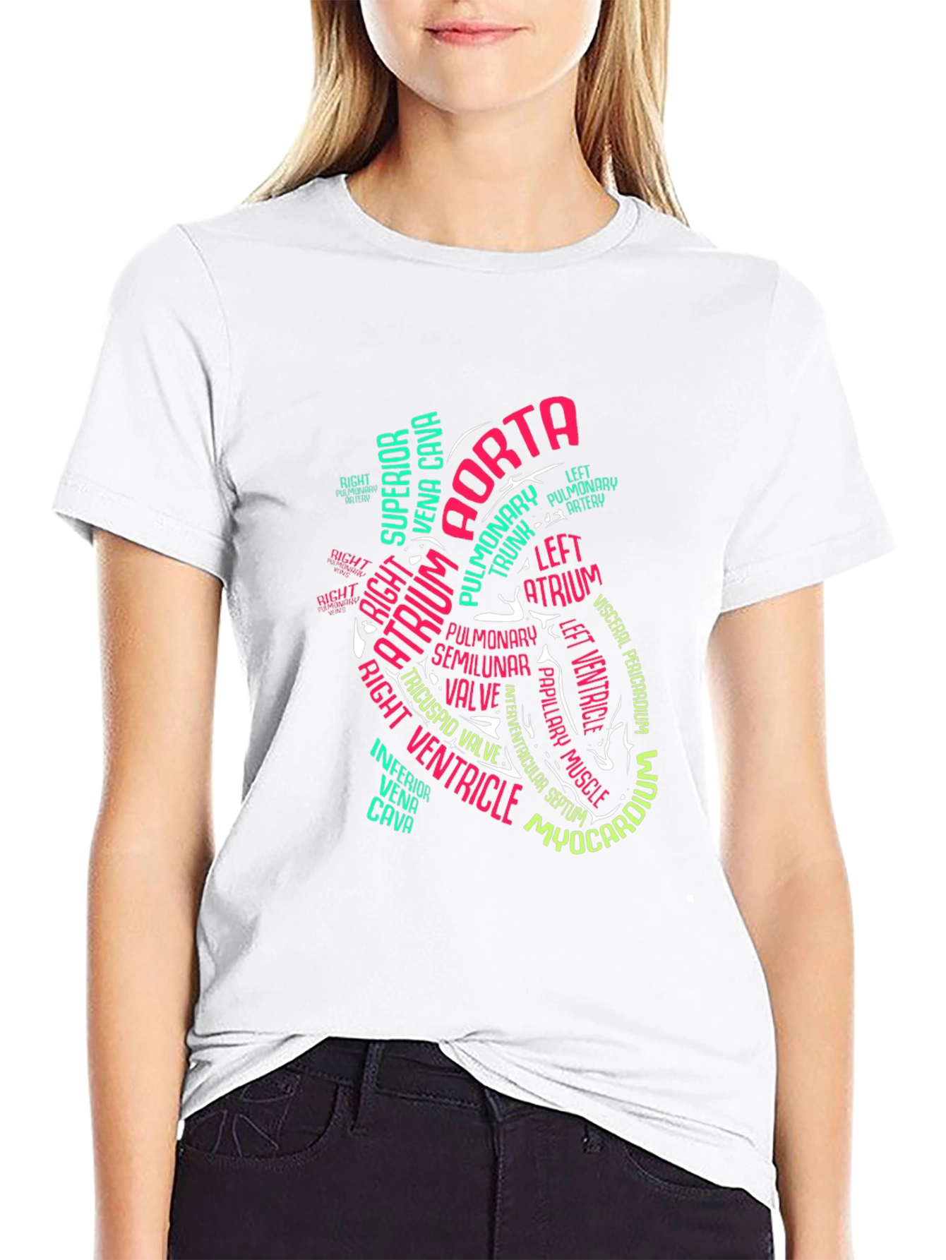 Anatomical Heart Word Art Graphic T-Shirt