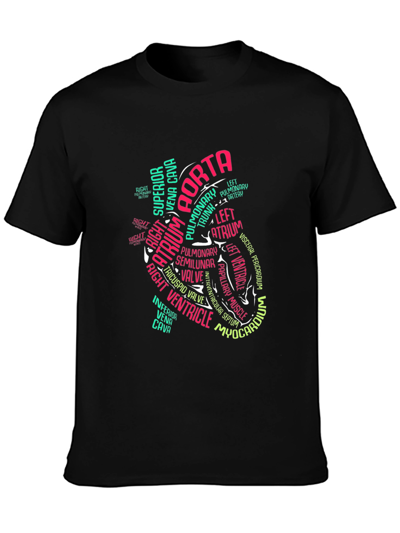 Anatomical Heart Word Art Graphic T-Shirt