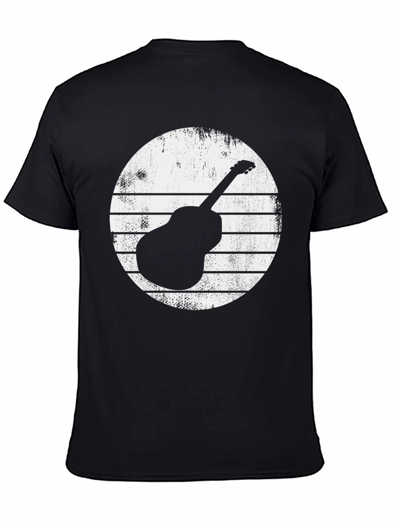 Guitar Graphic Tee - Retro Style Black T-Shirt