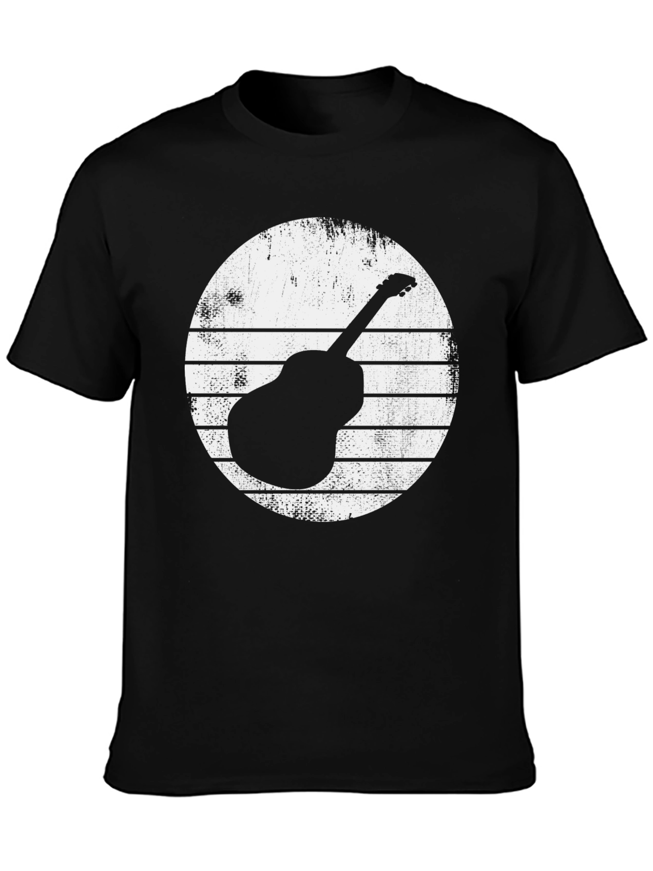 Guitar Graphic Tee - Retro Style Black T-Shirt