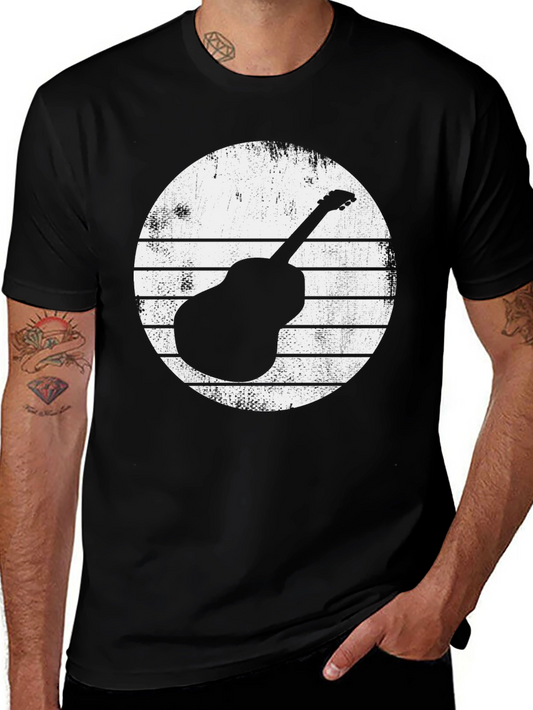 Guitar Graphic Tee - Retro Style Black T-Shirt
