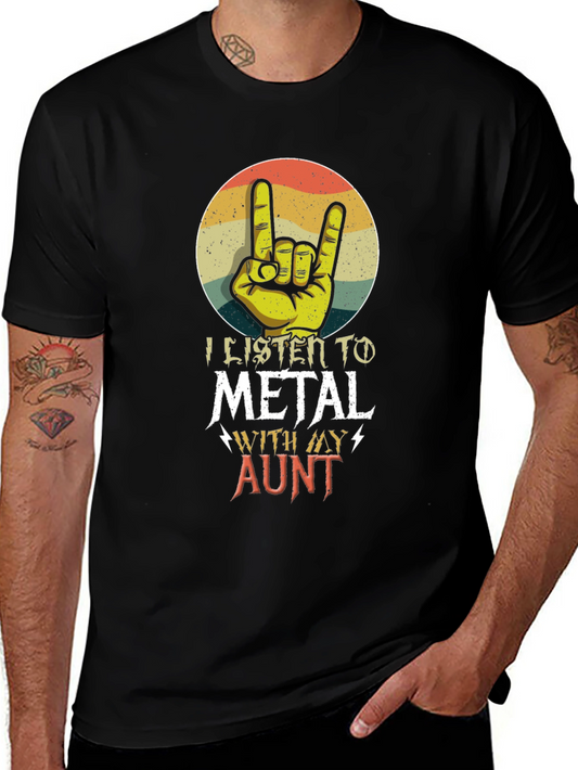 Metal Aunt T-Shirt - Retro Rock Hand