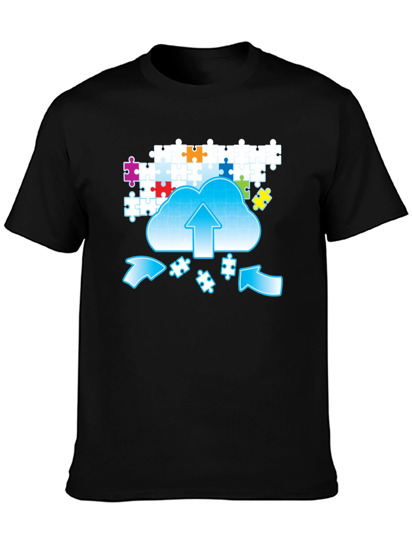 Puzzle Cloud Upload Graphic T-Shirt