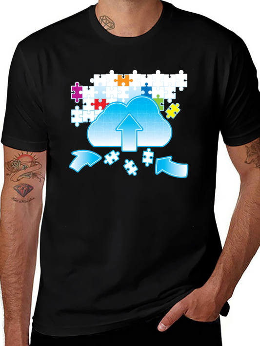 Puzzle Cloud Upload Graphic T-Shirt