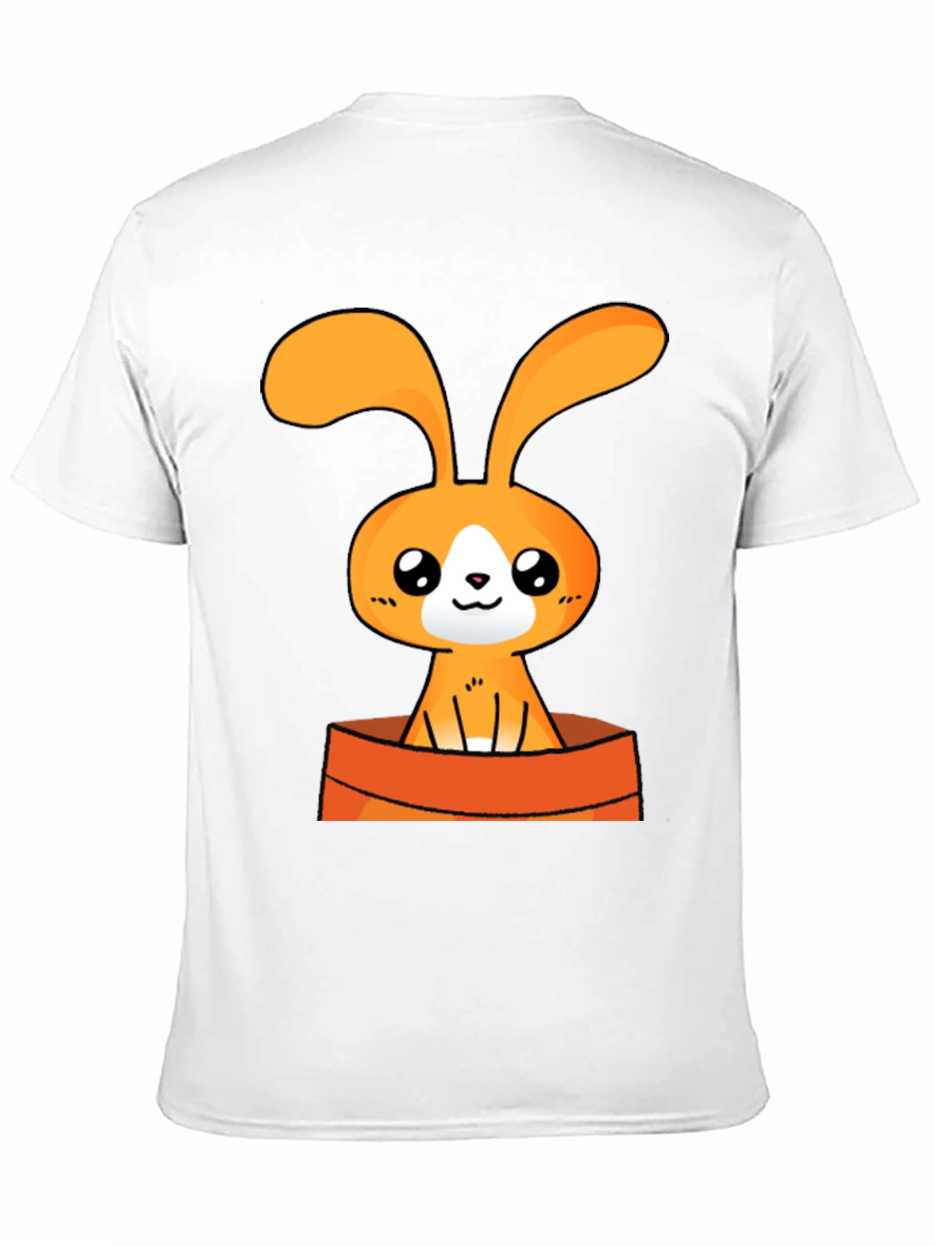Cute Cartoon Bunny Graphic Tee - Black Cotton T-Shirt
